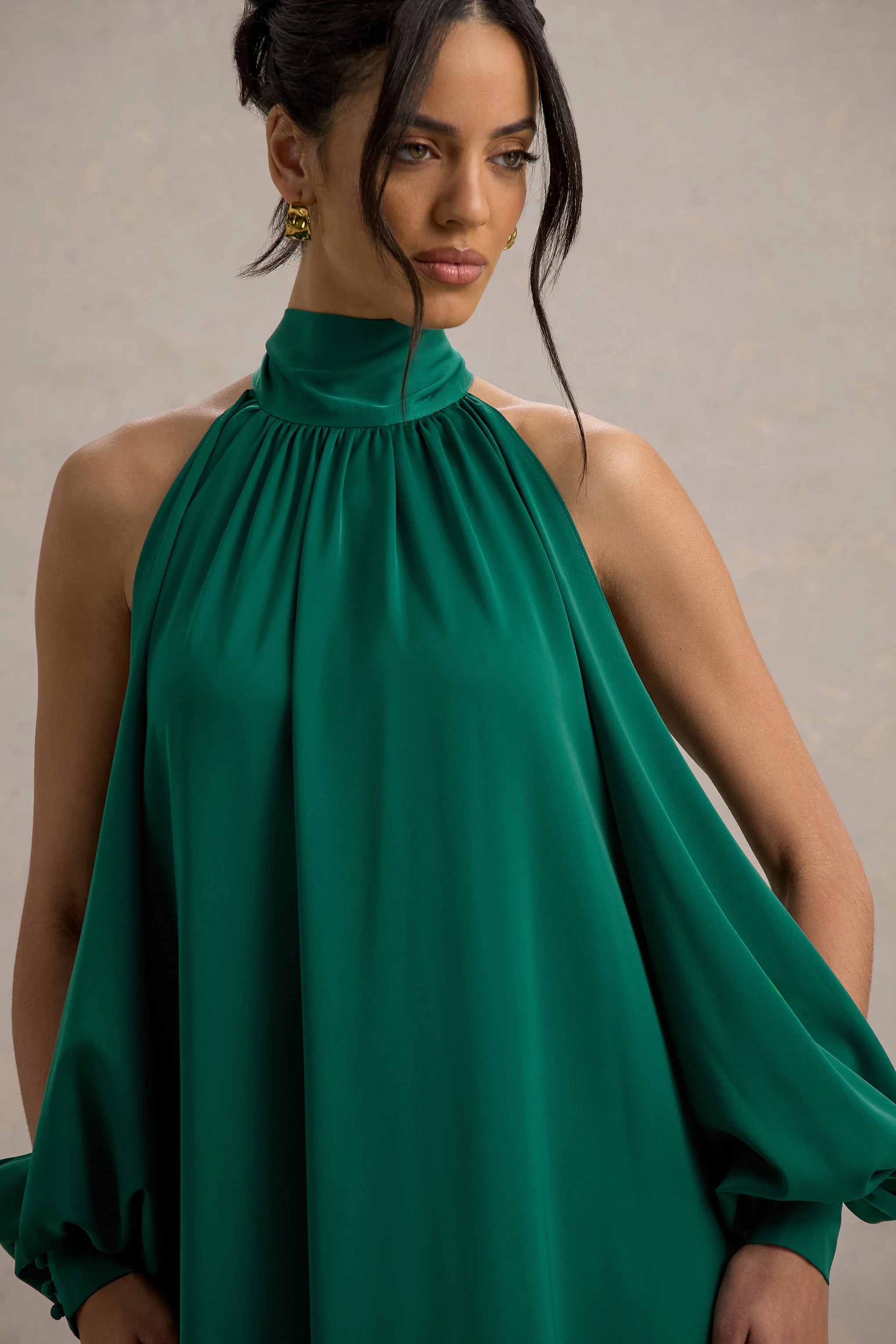 10524-baila-bottle-green-satin-high-neck-cape-sleeve-maxi-dress-1.webp