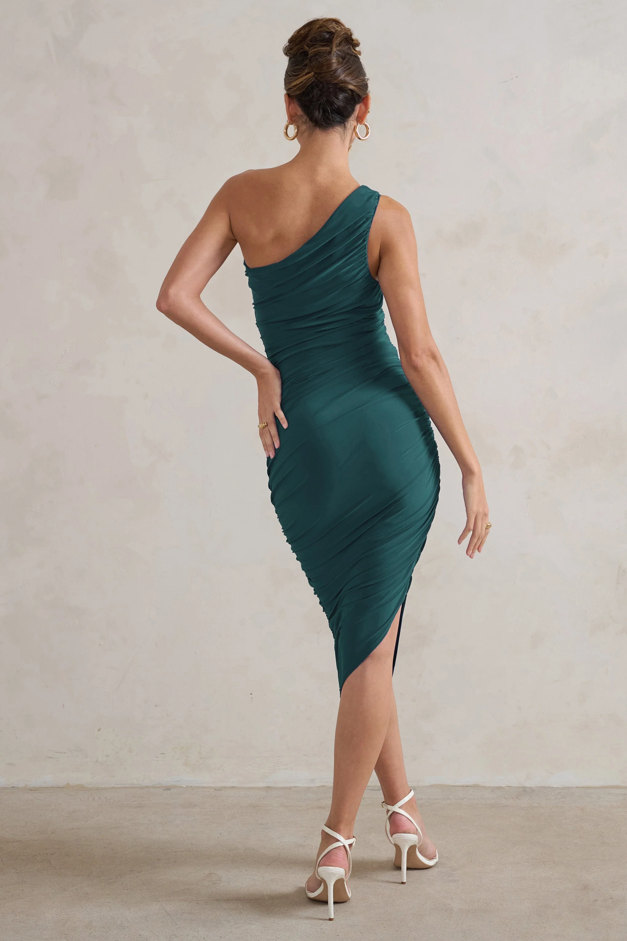 1117-dorit-bottle-green-one-shoulder-asymmetric-ruched-midi-dress-1.webp