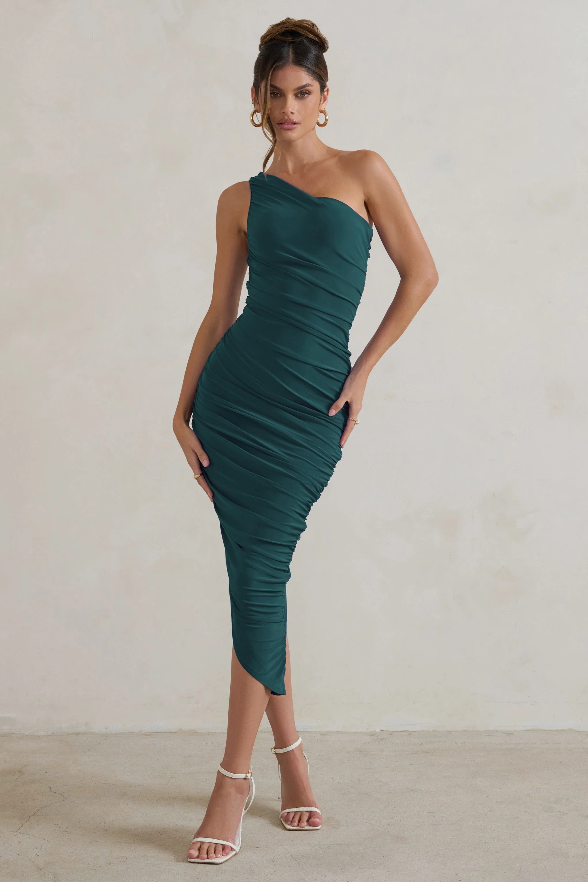 1117-dorit-bottle-green-one-shoulder-asymmetric-ruched-midi-dress-1.webp