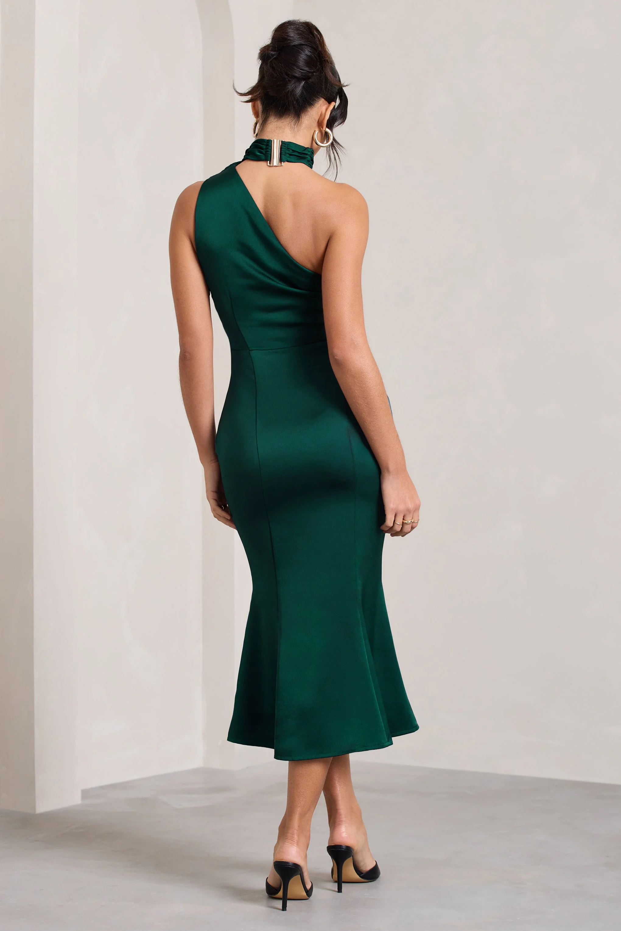 1161-golden-girl-bottle-green-satin-one-shoulder-high-neck-flared-midi-dress-1.webp
