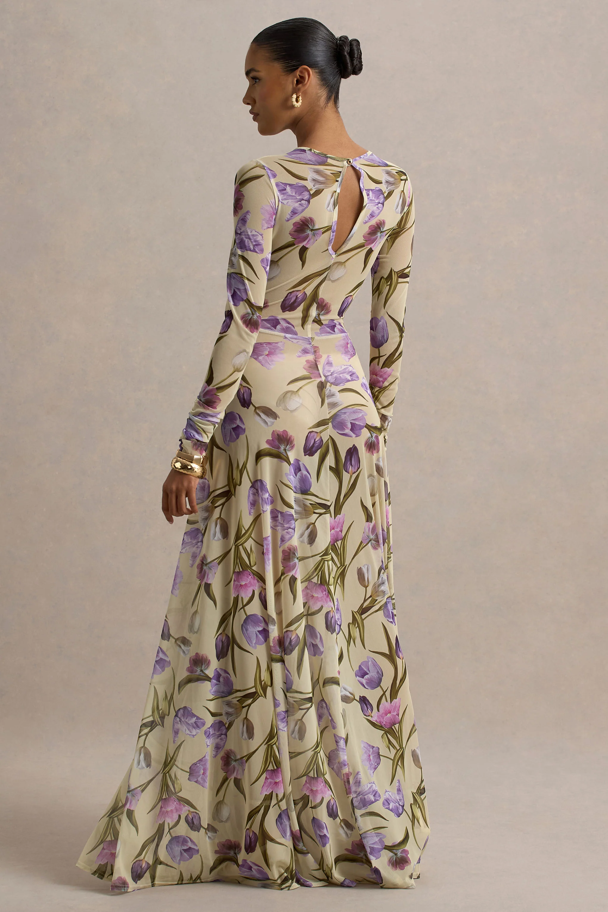 11734-koami-yellow-floral-sheer-mesh-long-sleeve-ruched-maxi-dress-with-high-split-1.webp