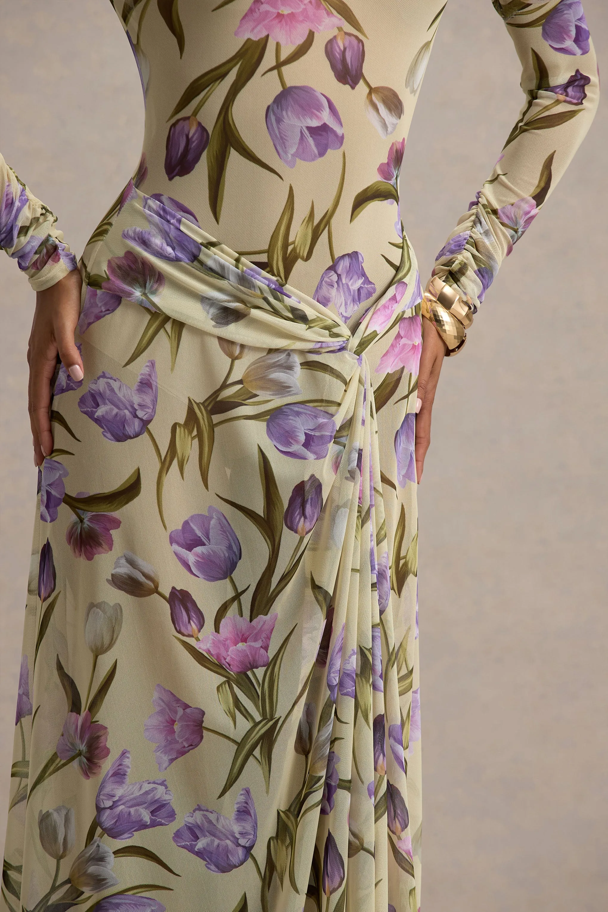 11734-koami-yellow-floral-sheer-mesh-long-sleeve-ruched-maxi-dress-with-high-split-1.webp