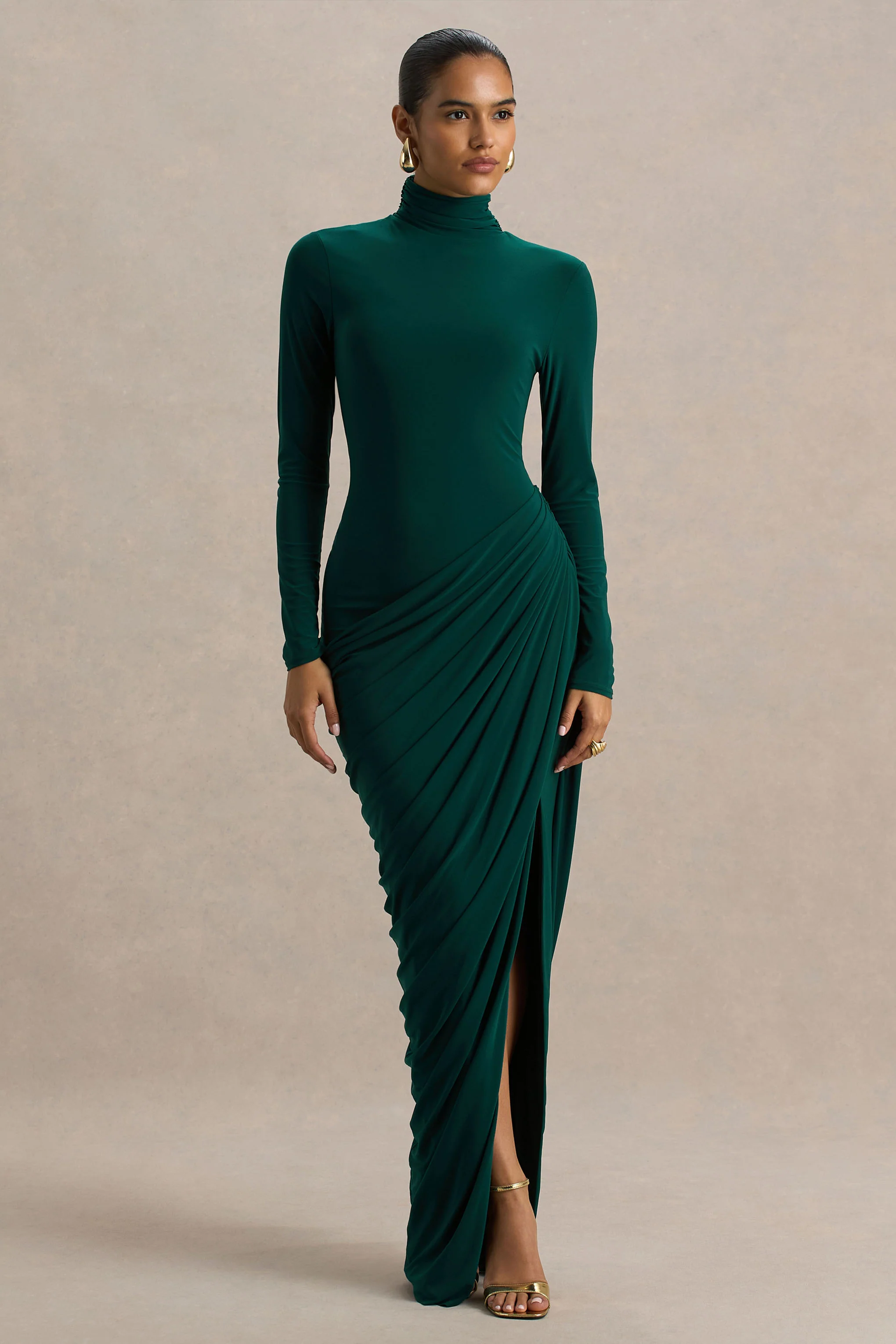 12391-betsy-bottle-green-high-neck-maxi-dress-with-front-split-and-ruched-detailing-1.webp