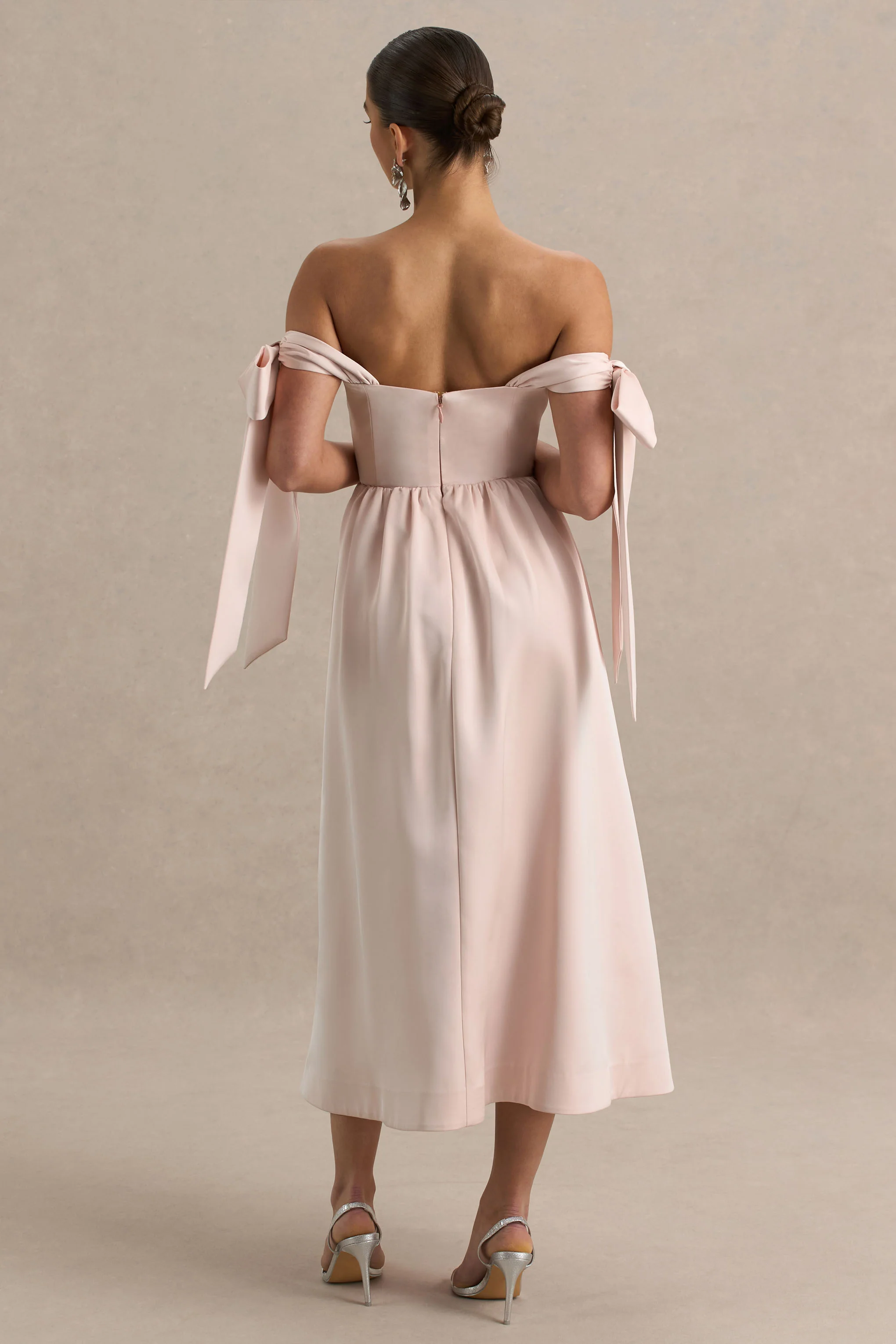 12803-agafay-rose-pink-satin-short-sleeve-bardot-wrap-midi-dress-with-bow-detail-1.webp