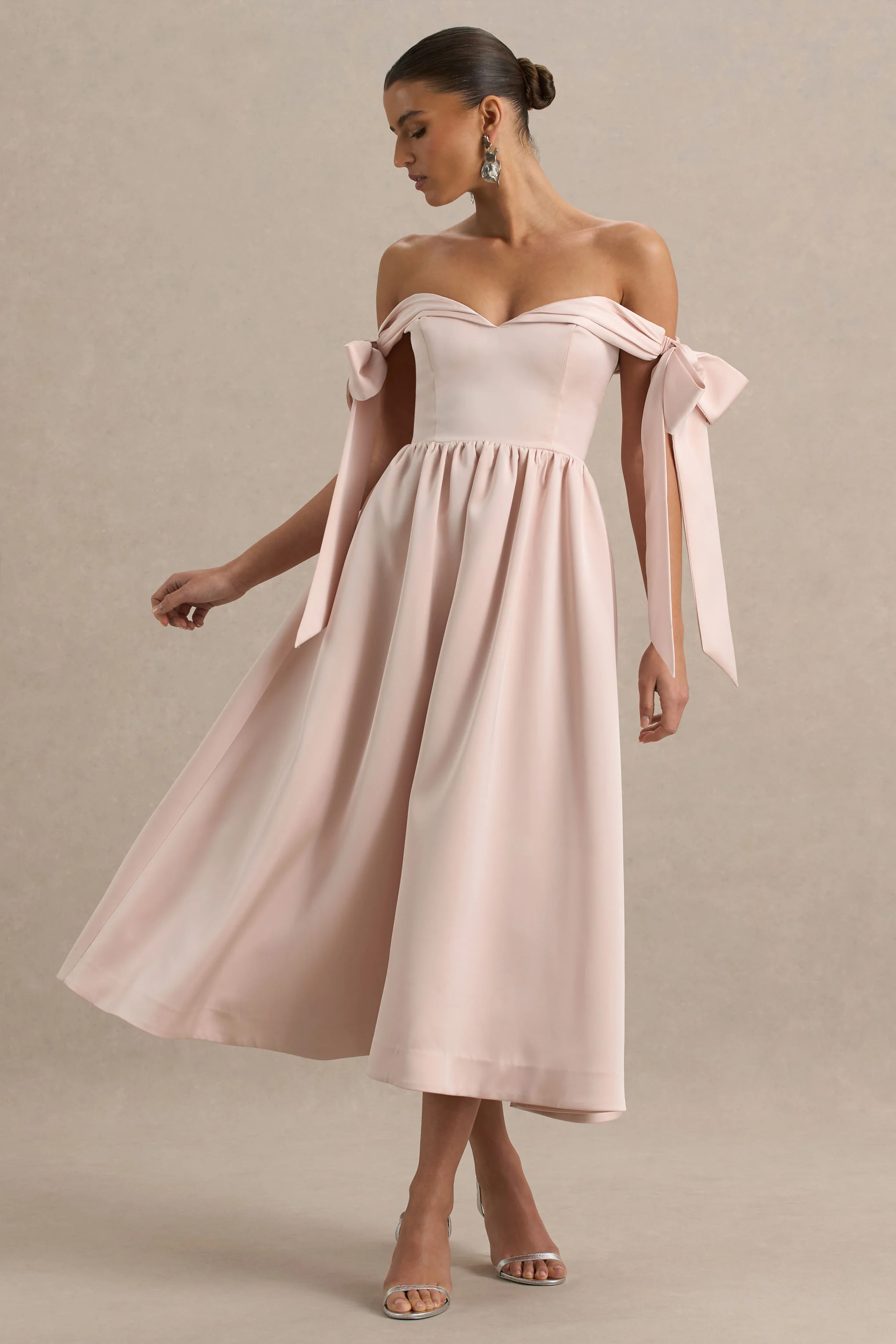 12803-agafay-rose-pink-satin-short-sleeve-bardot-wrap-midi-dress-with-bow-detail-1.webp
