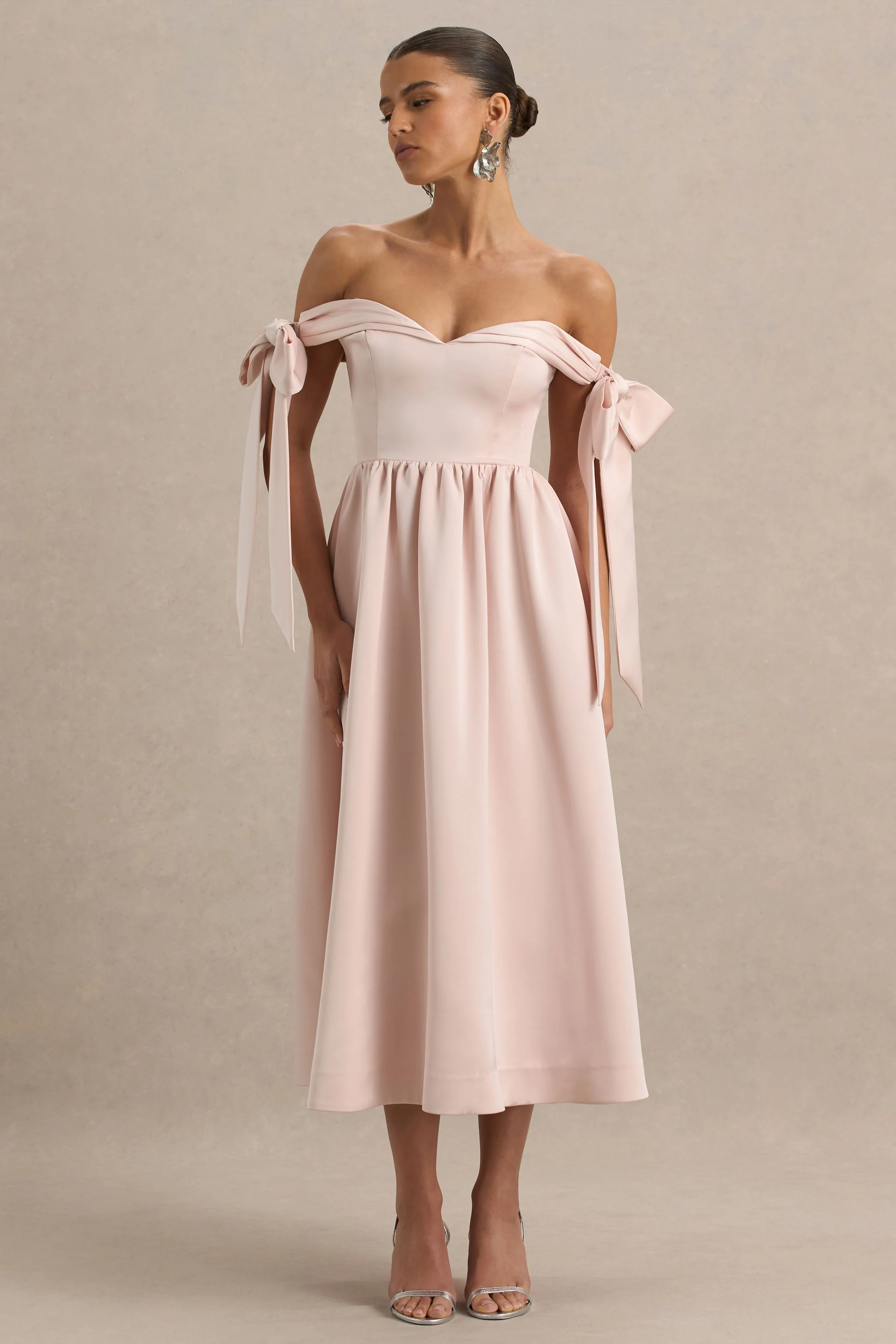 12803-agafay-rose-pink-satin-short-sleeve-bardot-wrap-midi-dress-with-bow-detail-1.webp