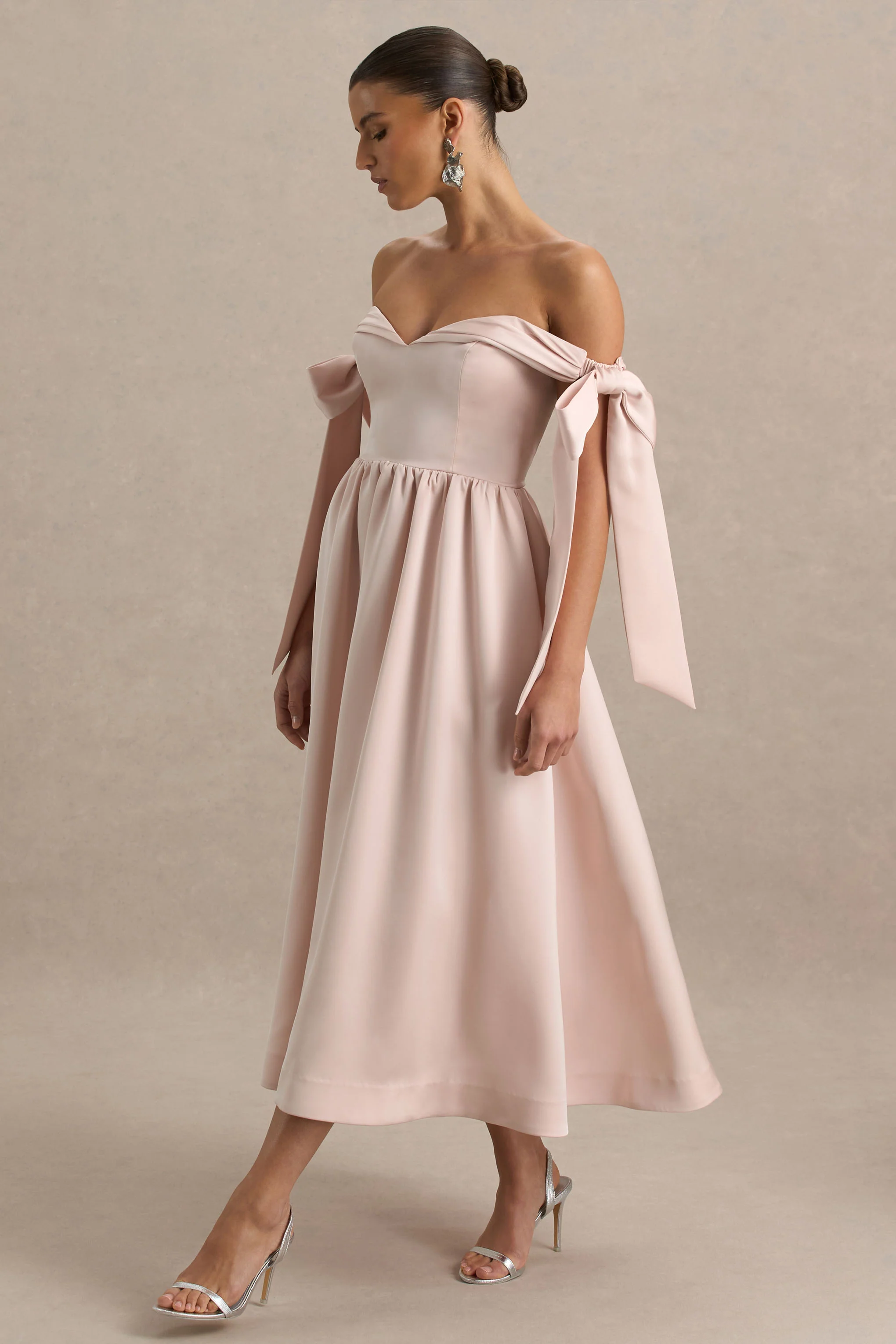 12803-agafay-rose-pink-satin-short-sleeve-bardot-wrap-midi-dress-with-bow-detail-1.webp
