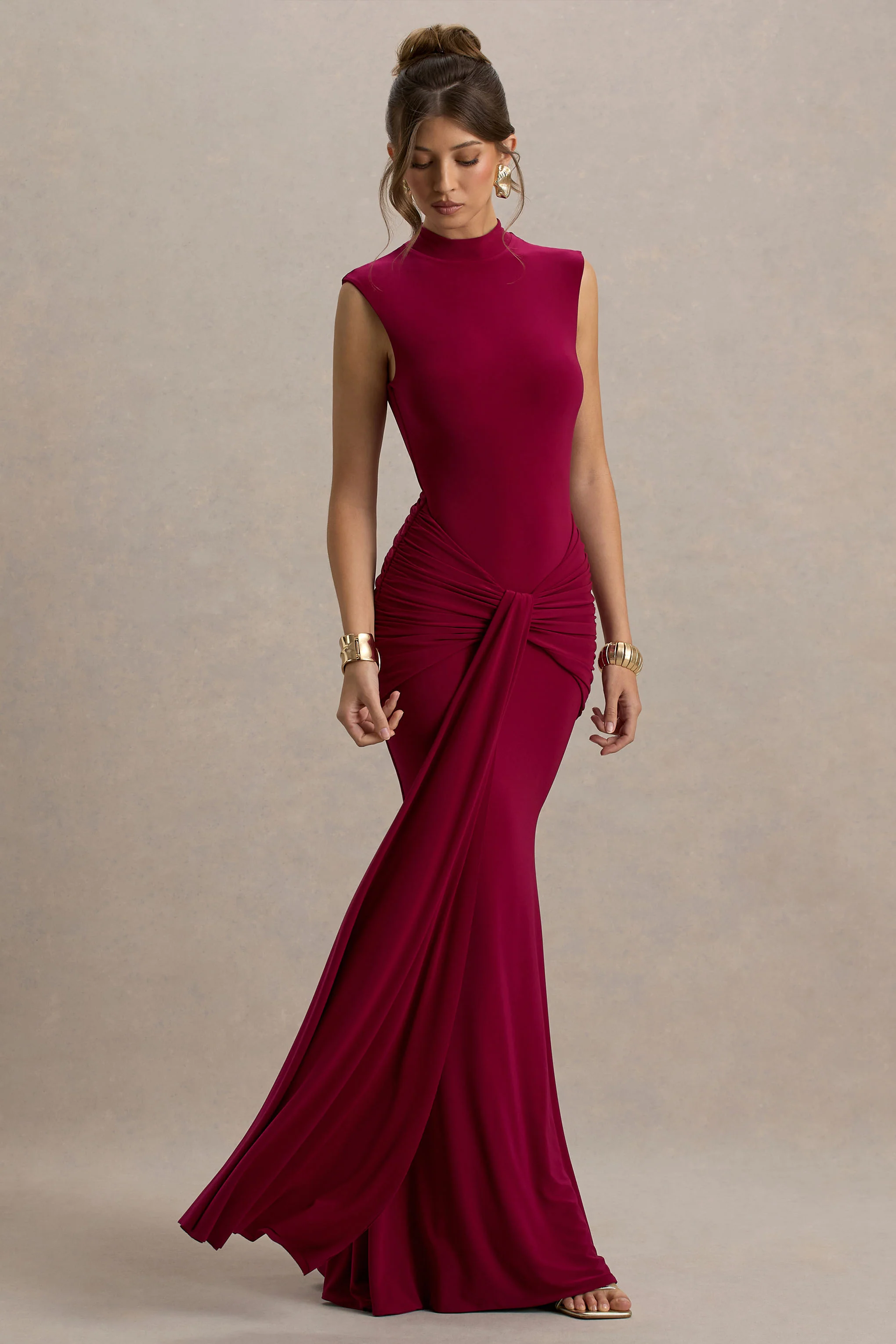 12871-graziana-dark-cherry-high-neck-gathered-draped-maxi-dress-1.webp