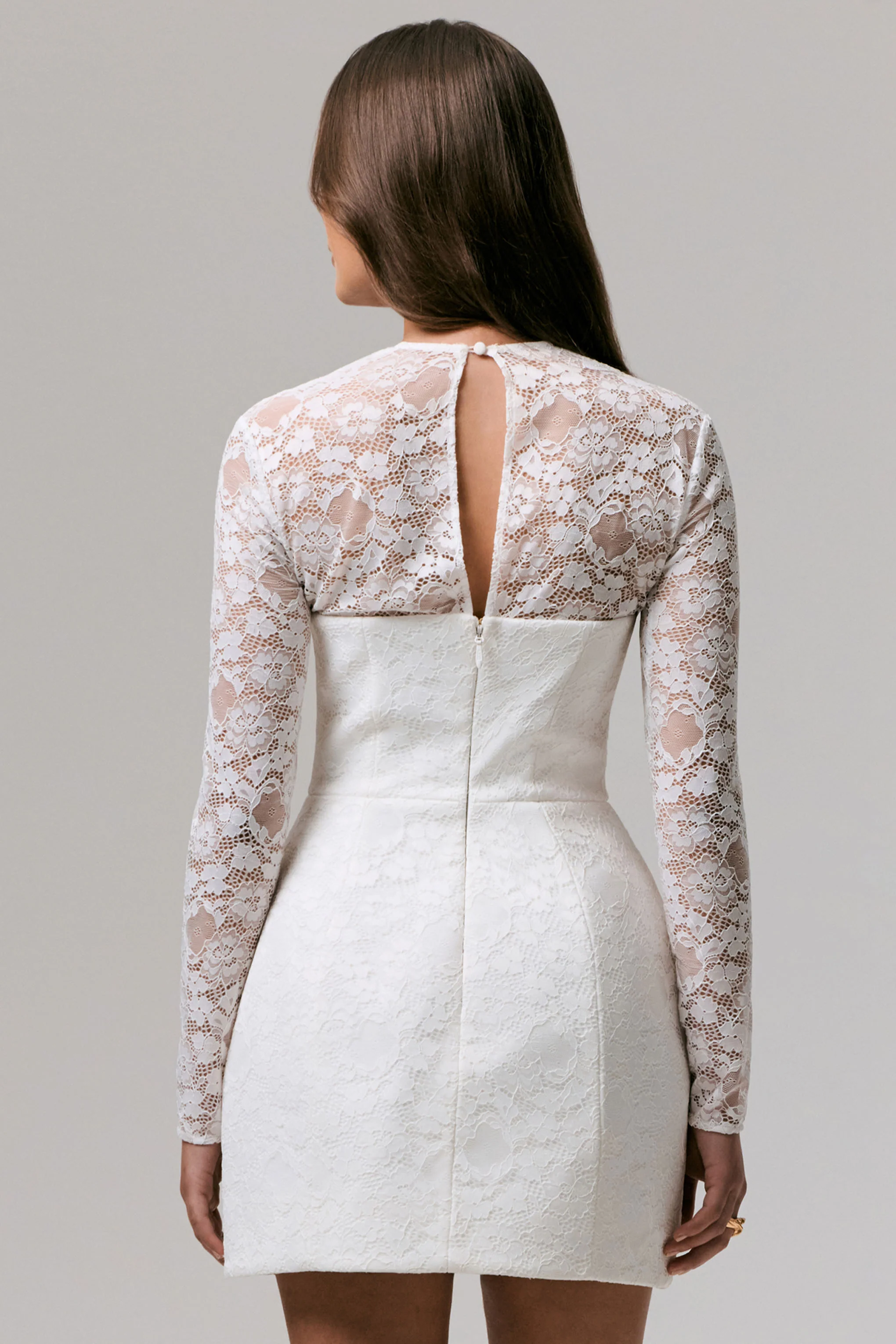 Bijou | White Lace Long-Sleeve Mini Dress