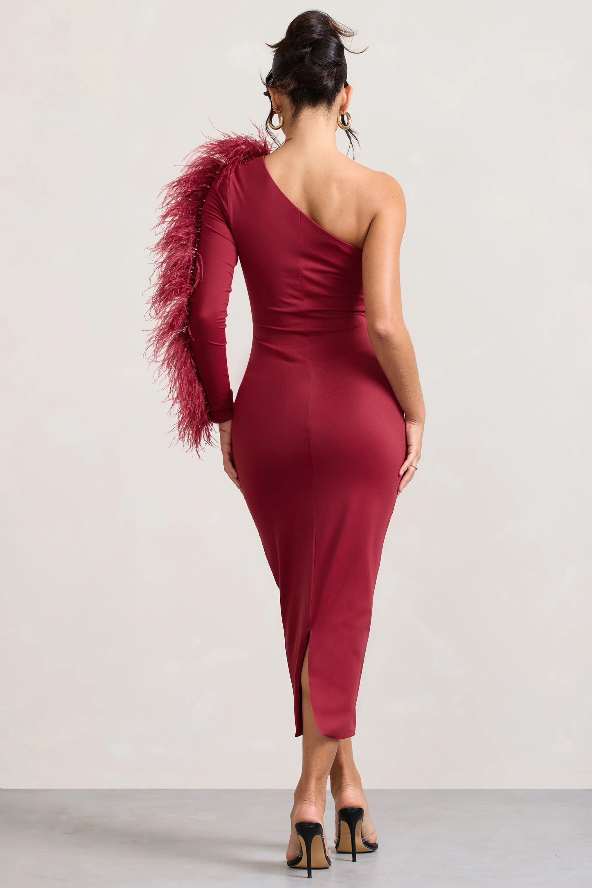 1398-wild-one-burgundy-one-shoulder-bodycon-midi-dress-with-feather-trimmed-sleeve-1.webp