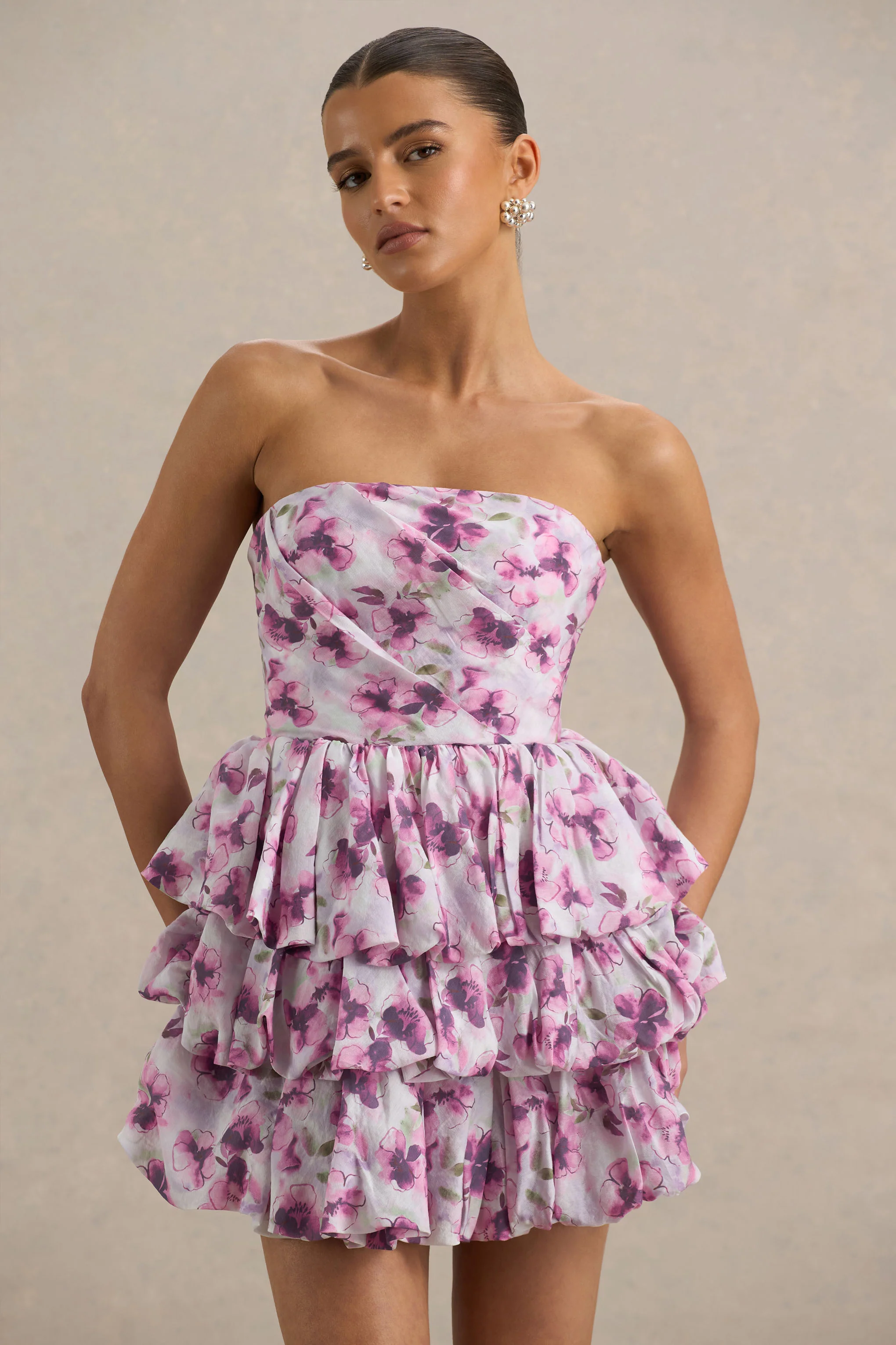 14028-swirl-cream-floral-print-bandeau-puffball-mini-dress-with-ruffle-detail-1.webp