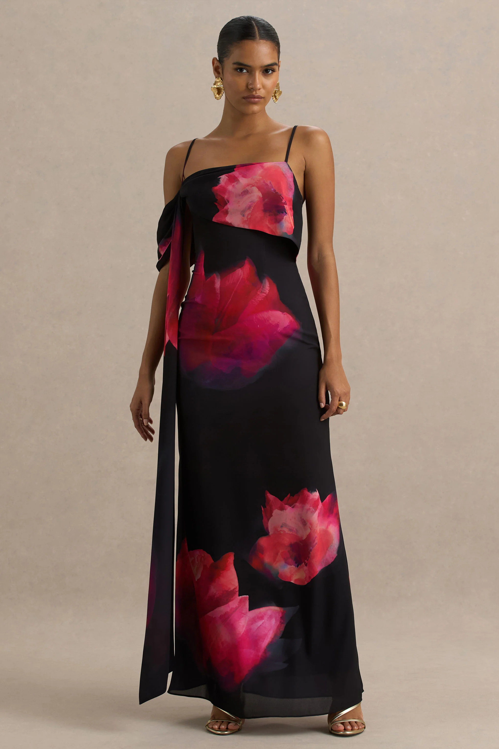 14135-leonara-black-and-pink-floral-print-cowl-neck-maxi-dress-with-one-sleeve-1.webp
