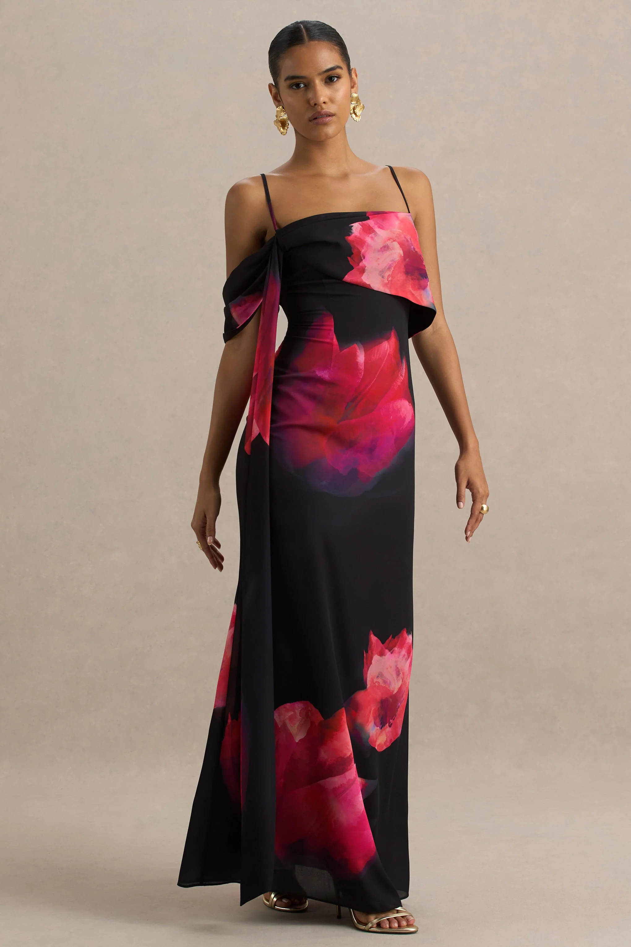 14135-leonara-black-and-pink-floral-print-cowl-neck-maxi-dress-with-one-sleeve-1.webp