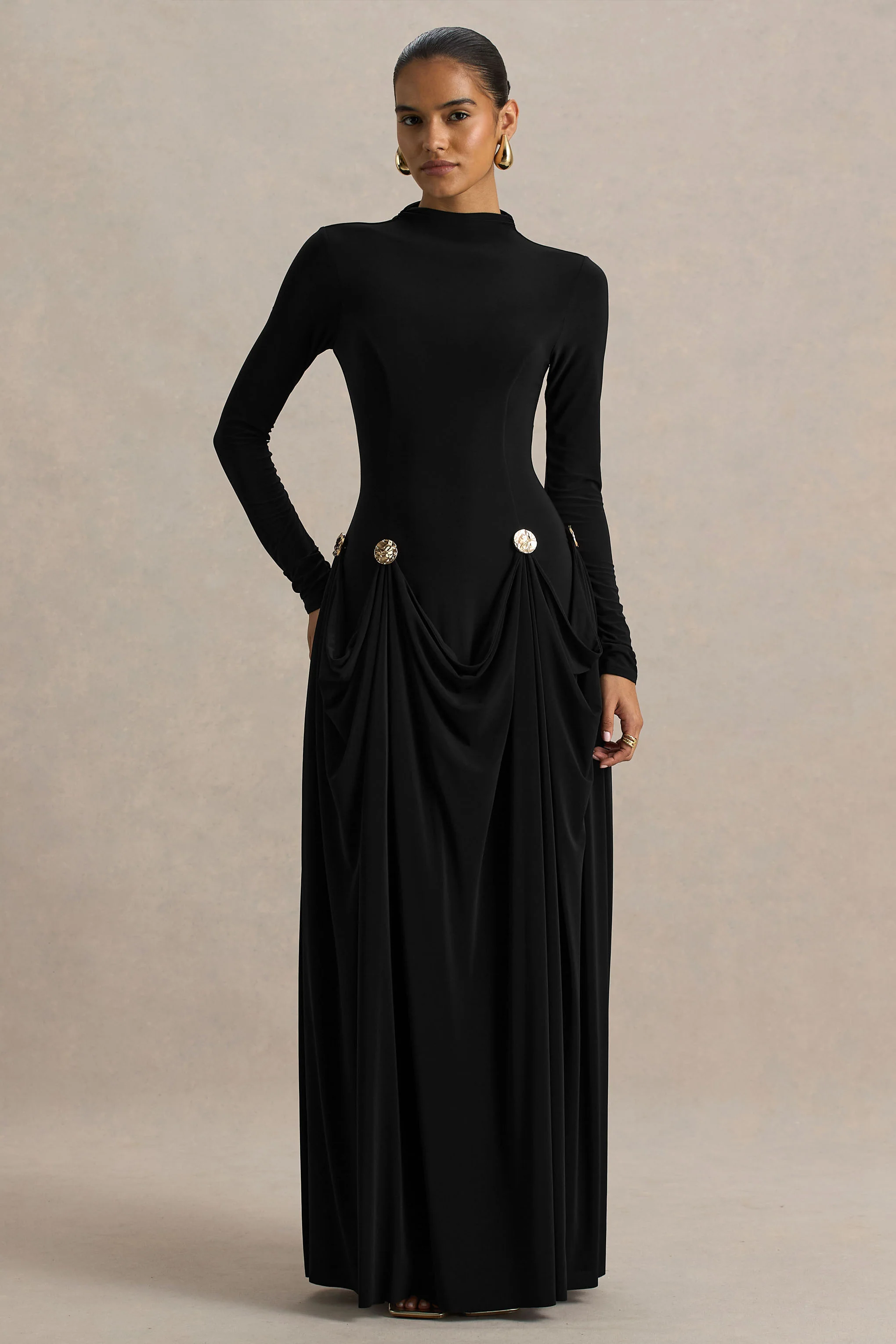 14163-caprice-black-high-neck-maxi-dress-with-embellished-details-1.webp
