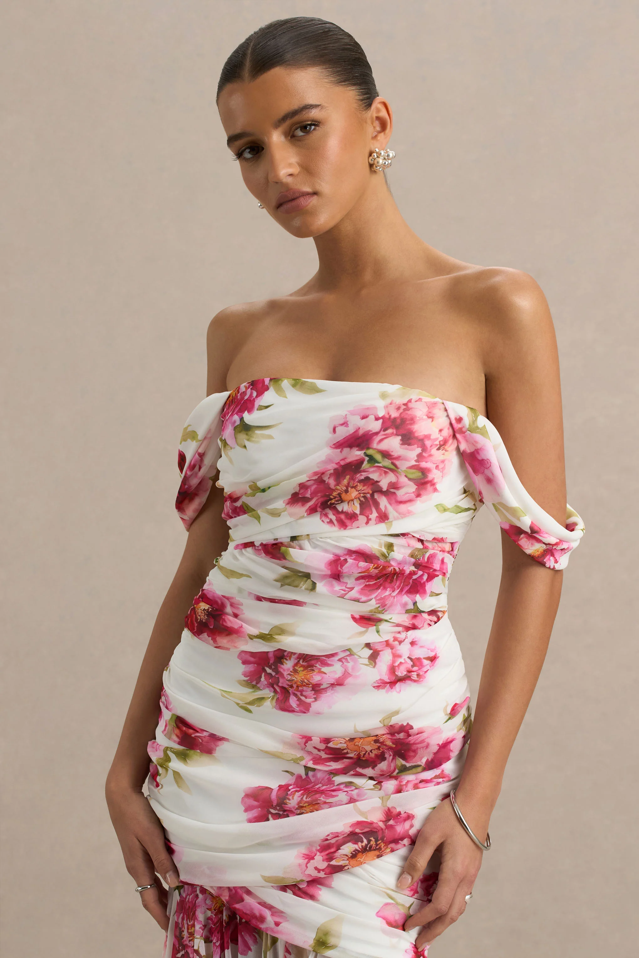 14281-madelyn-cream-floral-print-short-sleeve-bardot-wrap-maxi-dress-with-ruching-1.webp