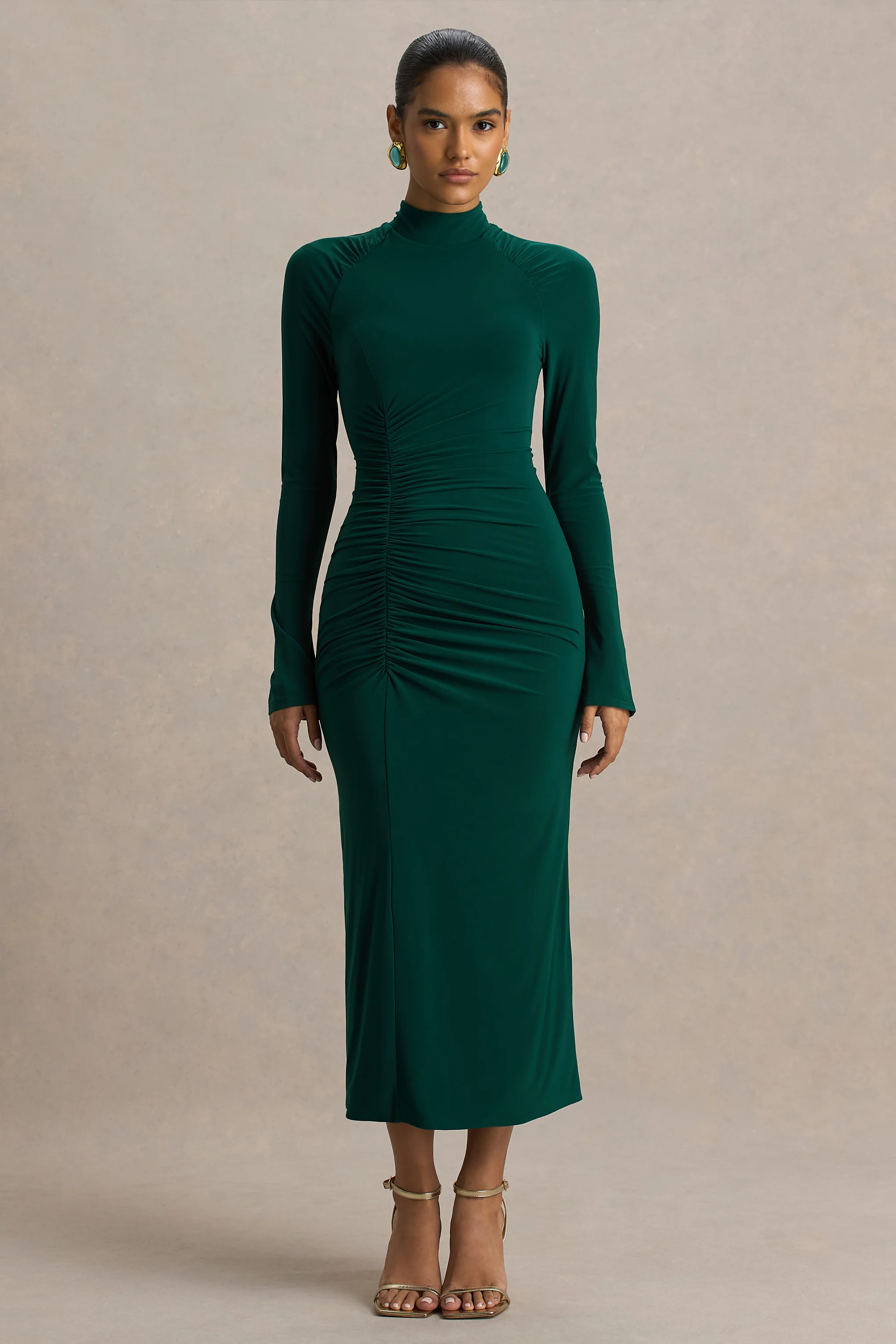 14462-cassandra-bottle-green-high-neck-long-sleeve-midi-dress-1.webp