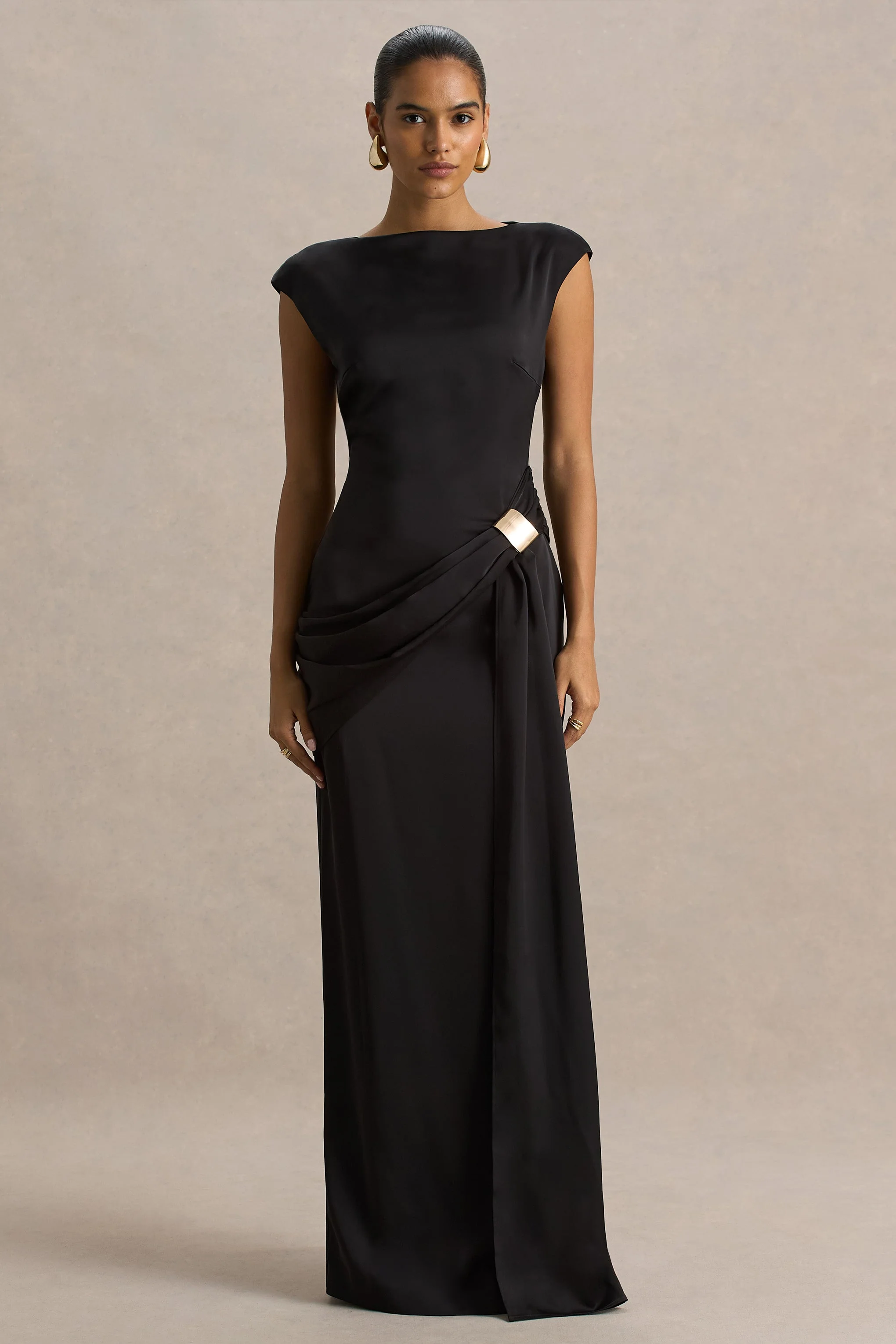 14589-influence-black-satin-slashed-neck-maxi-dress-with-embellished-and-ruched-details-2.webp