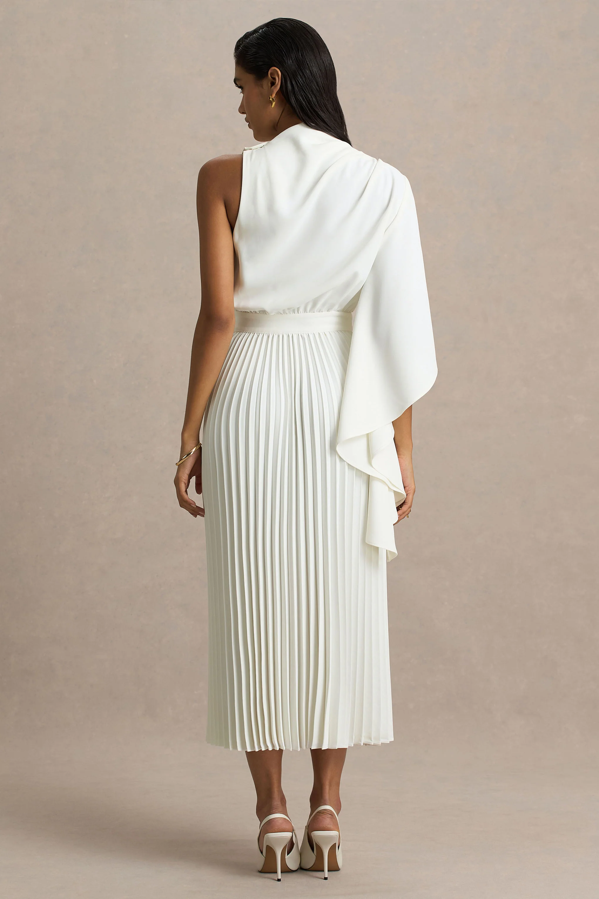 14689-jimena-cream-high-neck-midi-dress-with-one-long-sleeve-and-pleated-detailing-1.webp