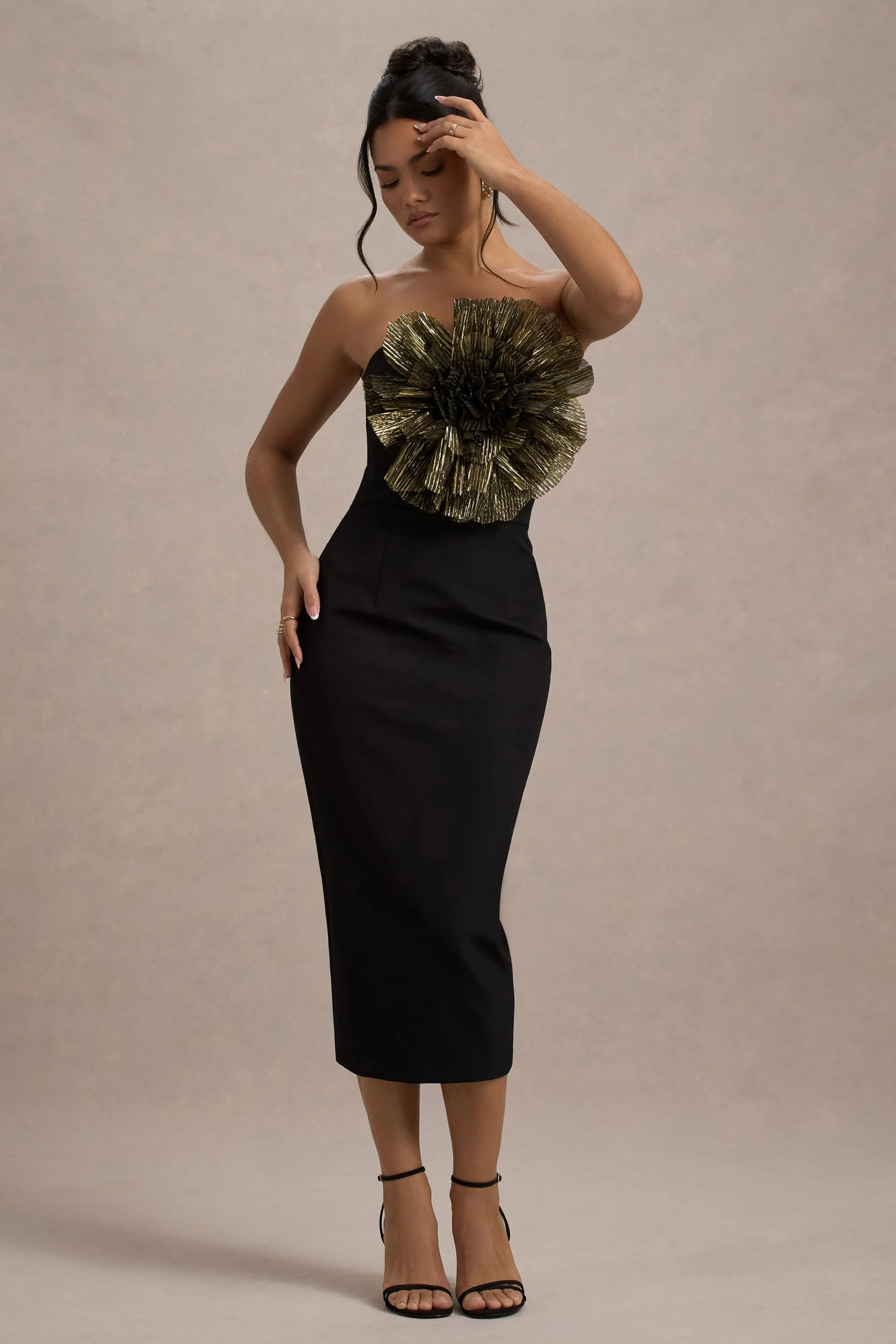 15858-moya-black-gold-bodycon-midi-dress-with-corsage-detail-1.webp