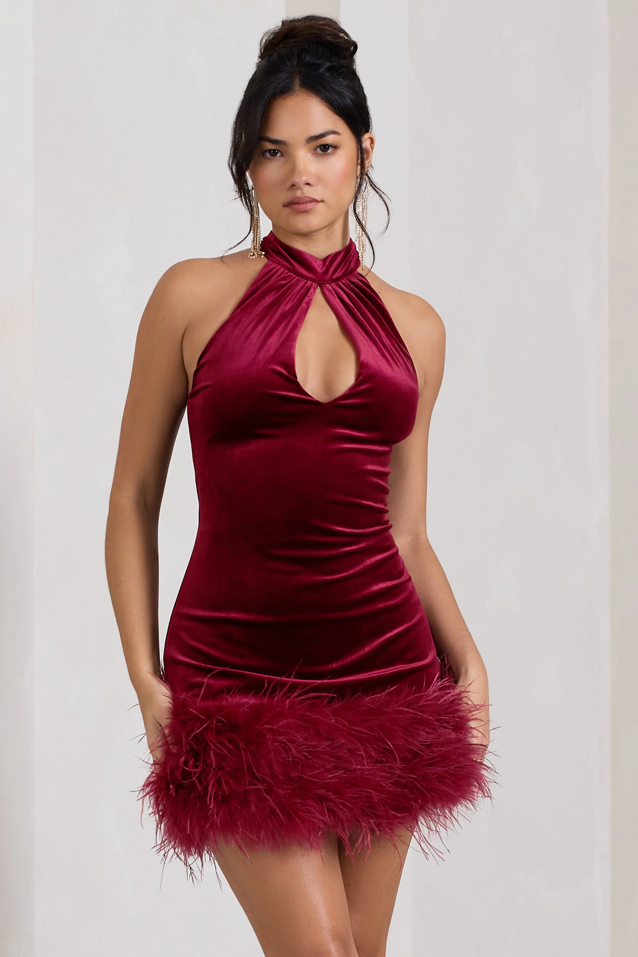 1587-tillie-berry-velvet-high-neck-trapeze-mini-dress-with-feather-hem-detail-1.webp
