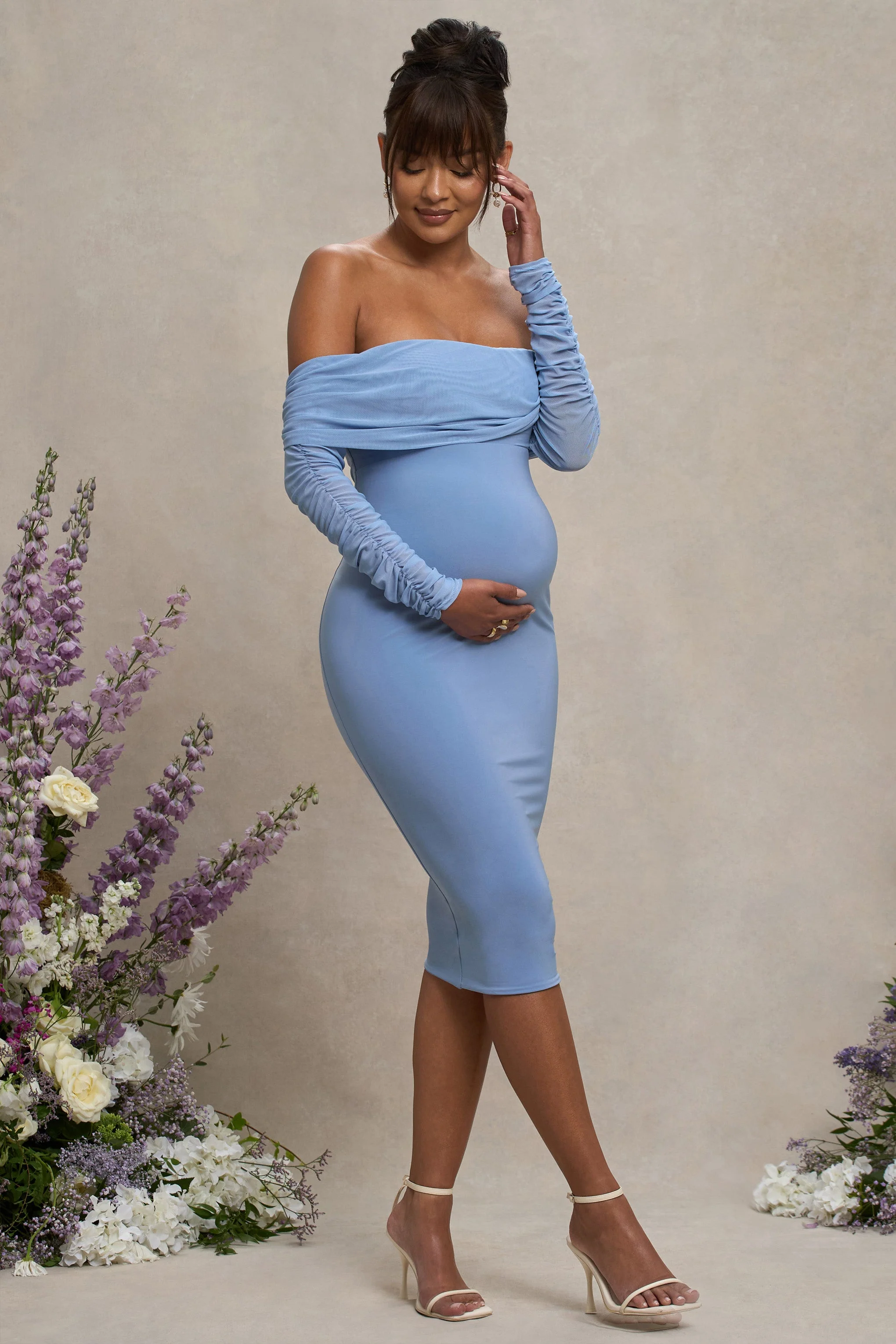 16818-patiently-waiting-powder-blue-maternity-ruched-mesh-bardot-midi-dress-1.webp