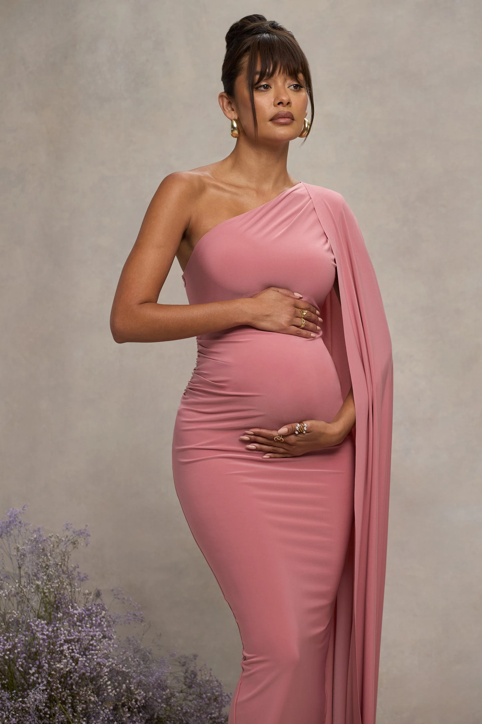 16873-amaryllis-blush-pink-maternity-one-shoulder-maxi-dress-with-cape-sleeve-1.webp