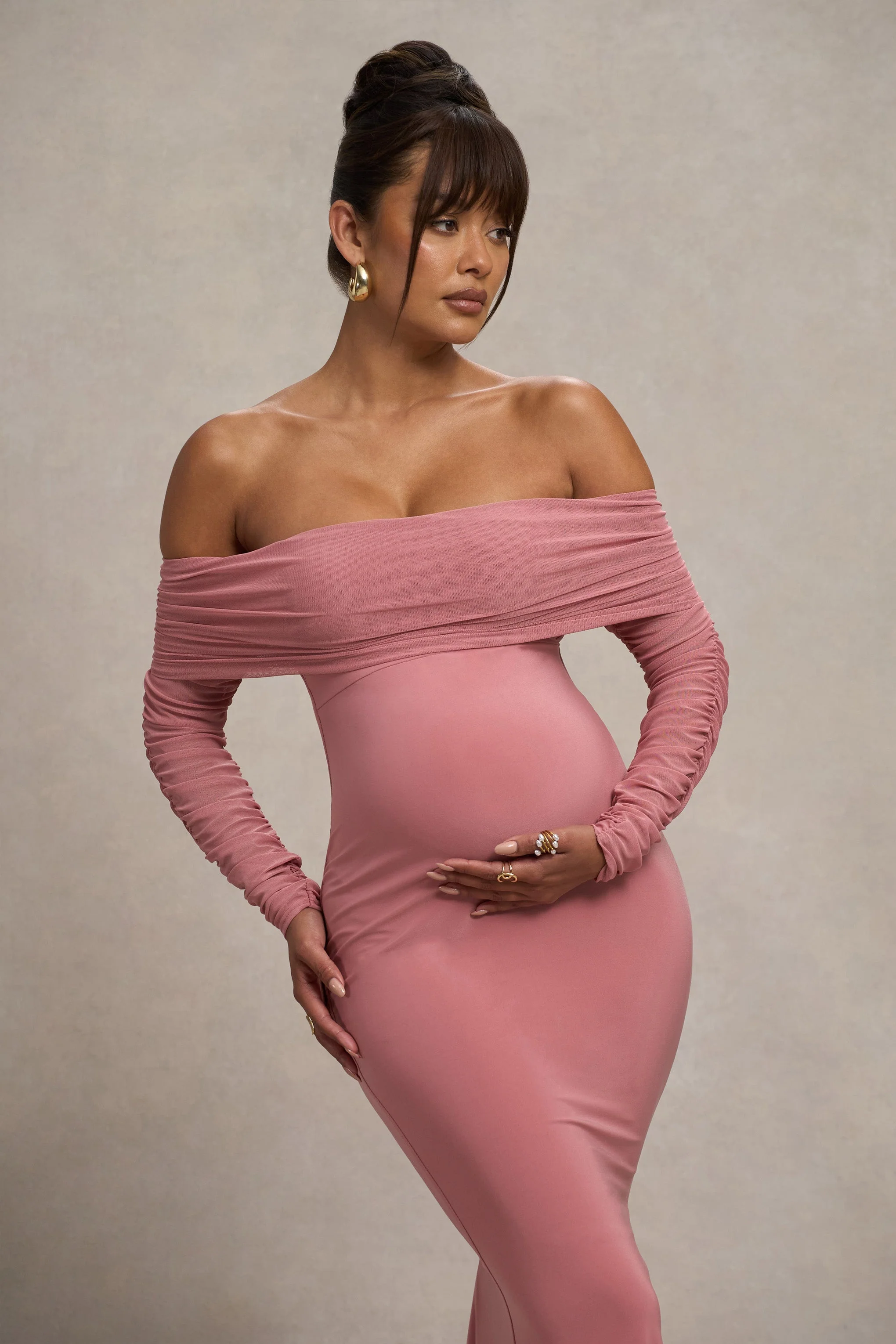 16892-pretty-perfect-blush-pink-maternity-ruched-mesh-bardot-maxi-dress-1.webp