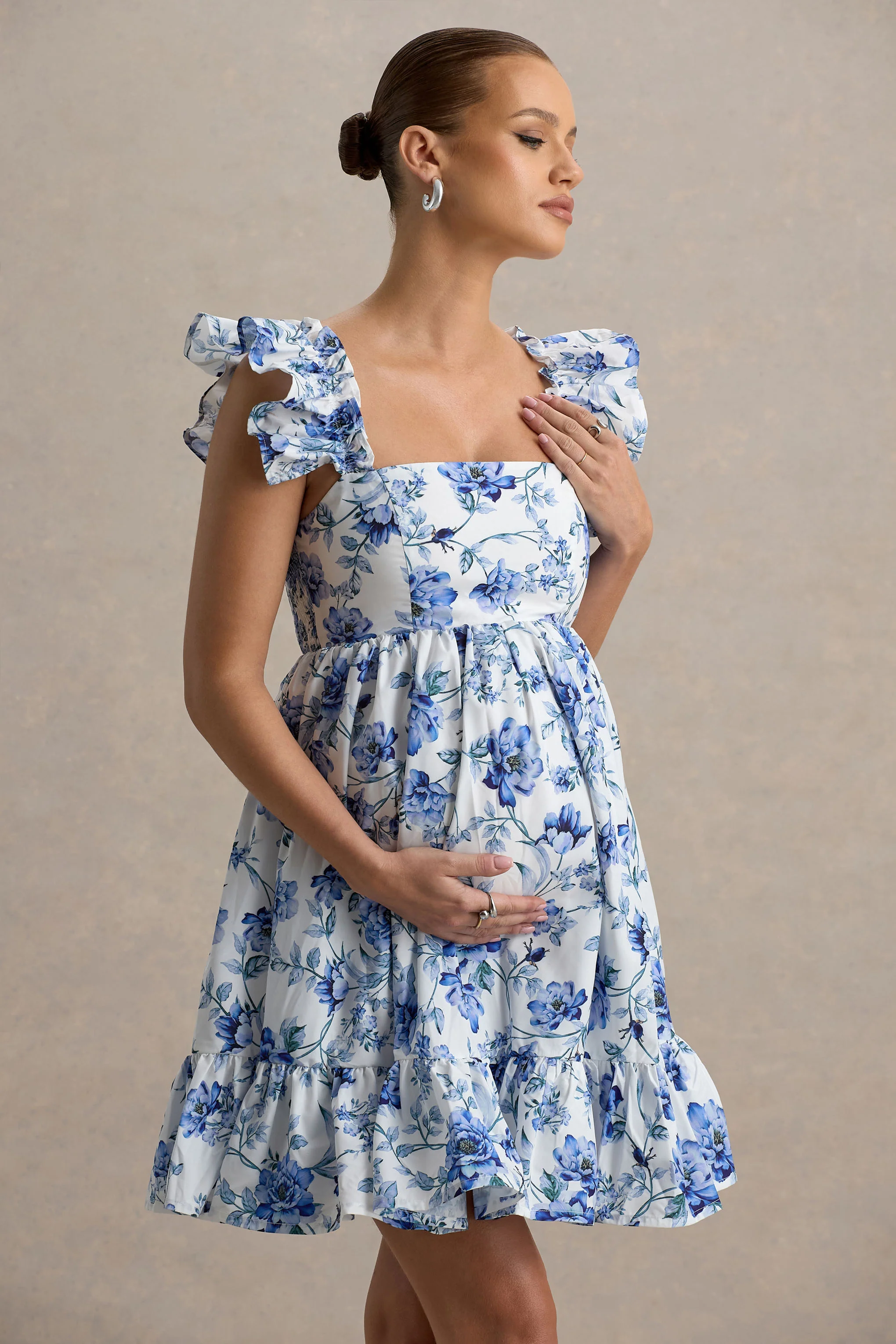 17144-dolly-daze-blue-floral-print-ruffle-sleeve-babydoll-maternity-mini-dress-1.webp