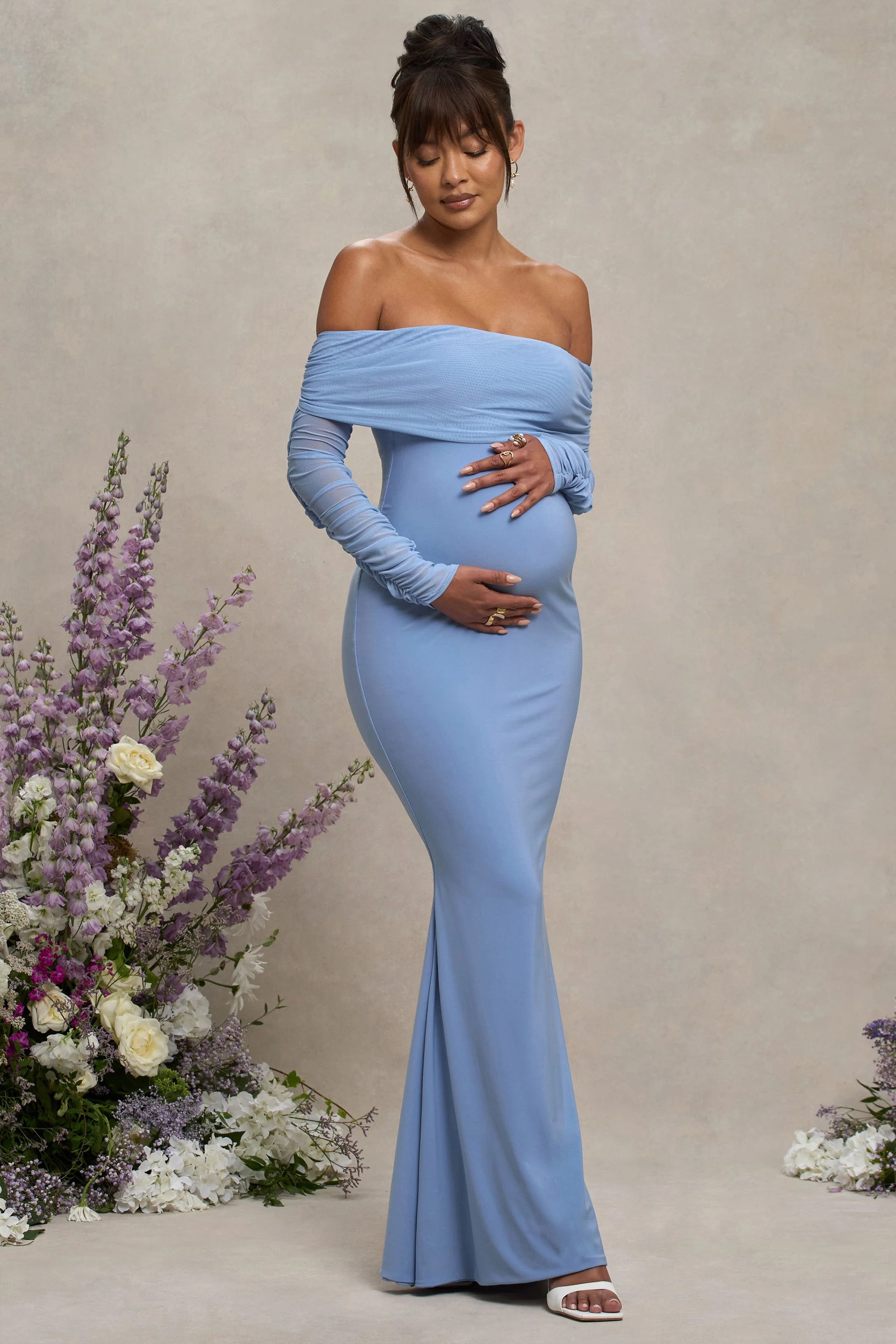 17427-pretty-perfect-powder-blue-maternity-ruched-mesh-bardot-maxi-dress-1.webp