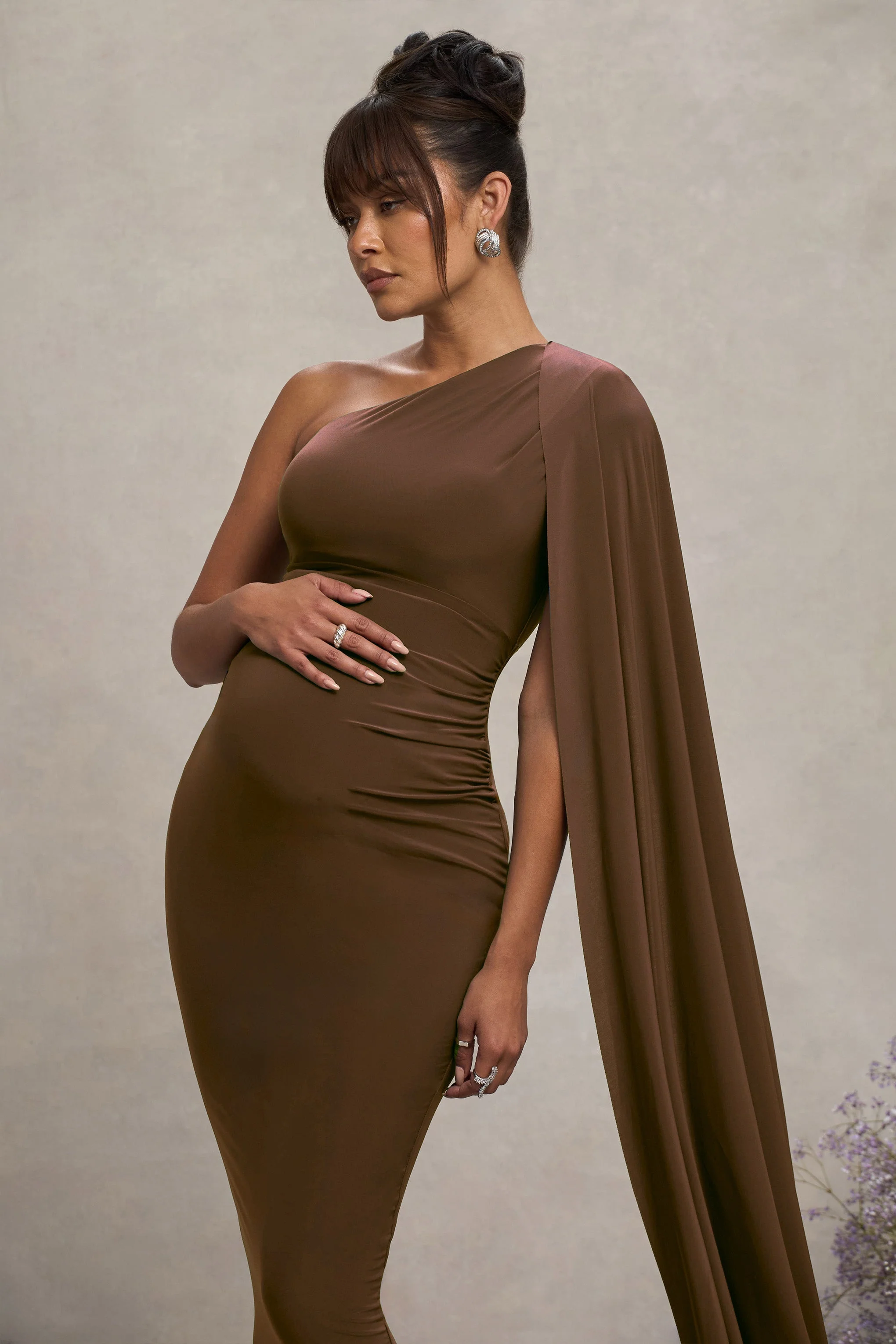 17507-amaryllis-chocolate-maternity-one-shoulder-maxi-dress-with-cape-sleeve-1.webp