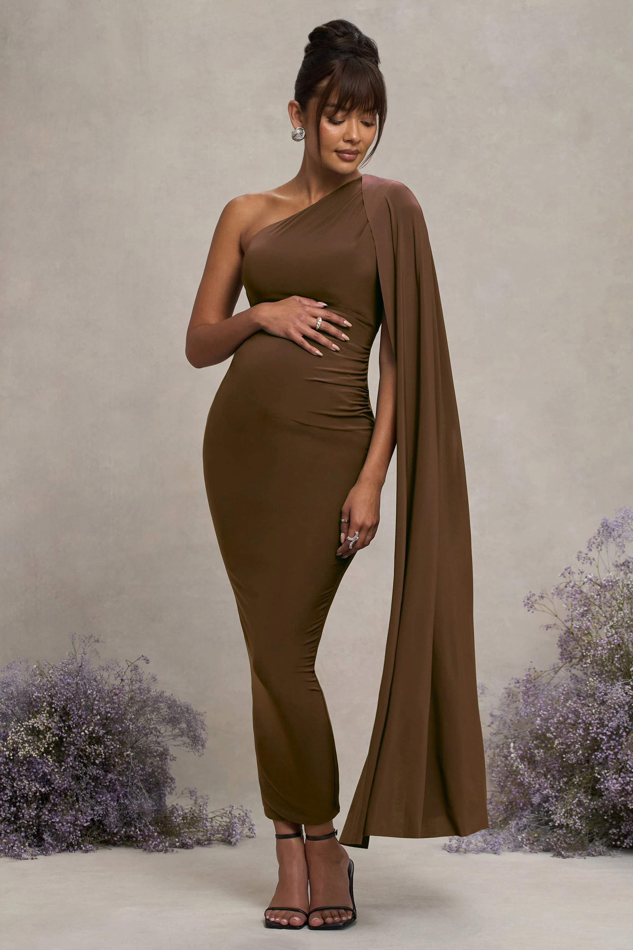 17507-amaryllis-chocolate-maternity-one-shoulder-maxi-dress-with-cape-sleeve-1.webp
