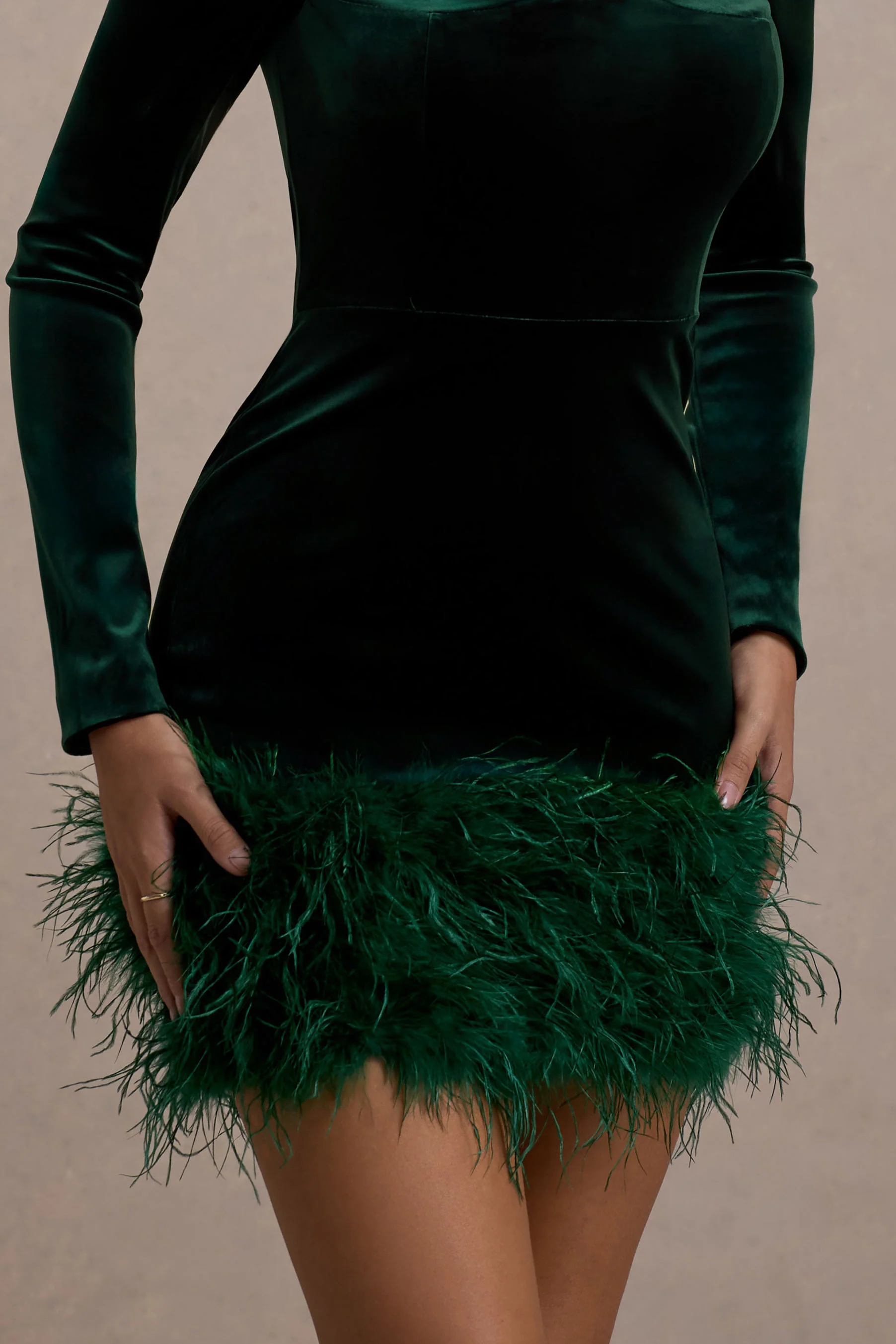 1754-tamsin-bottle-green-velvet-long-sleeved-feather-mini-dress-1.webp