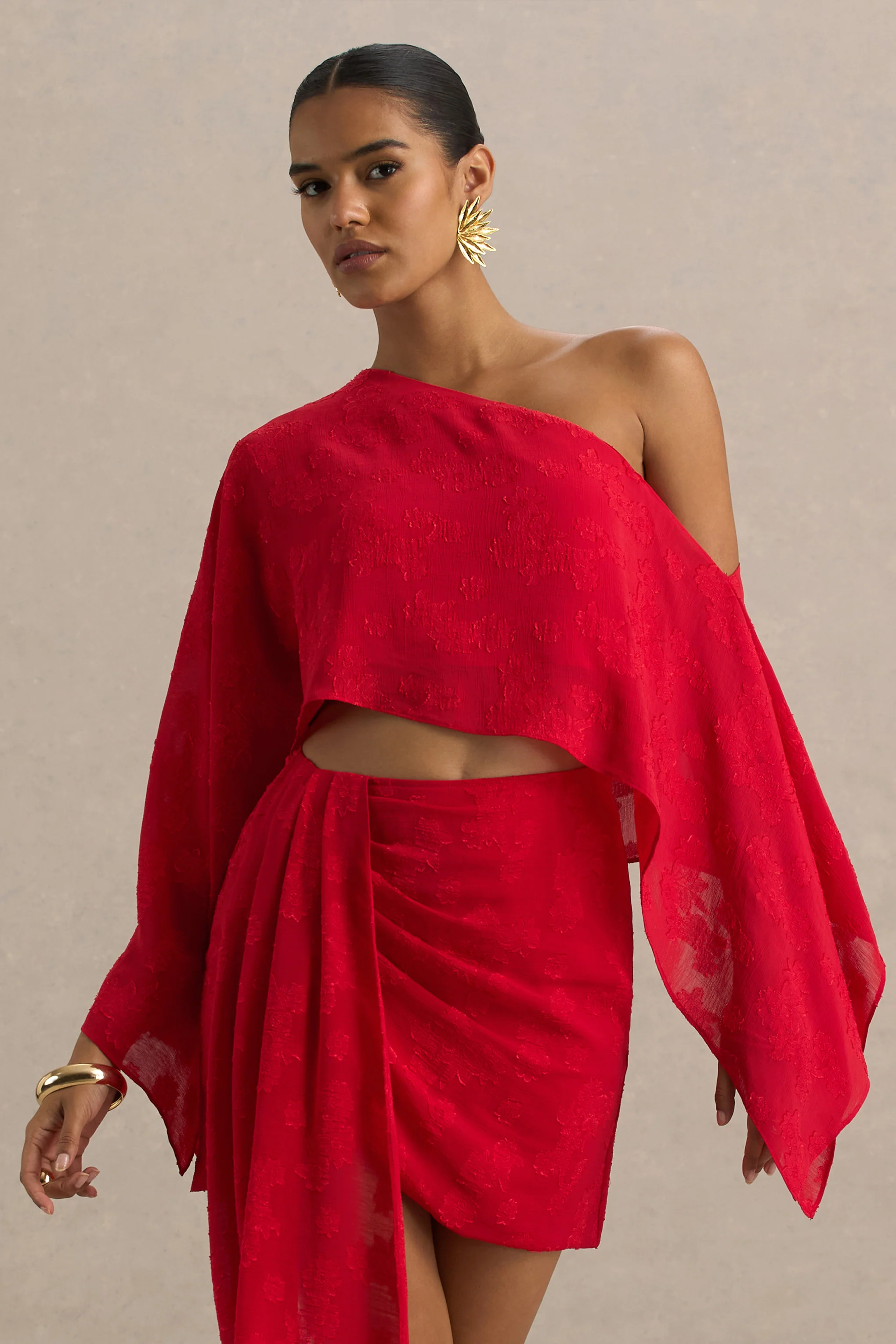 Aruba | Red Satin Devore Asymmetric Long-Sleeve Crop Top 1 18436-aruba-red-satin-devore-asymmetric-long-sleeve-crop-top-1.webp