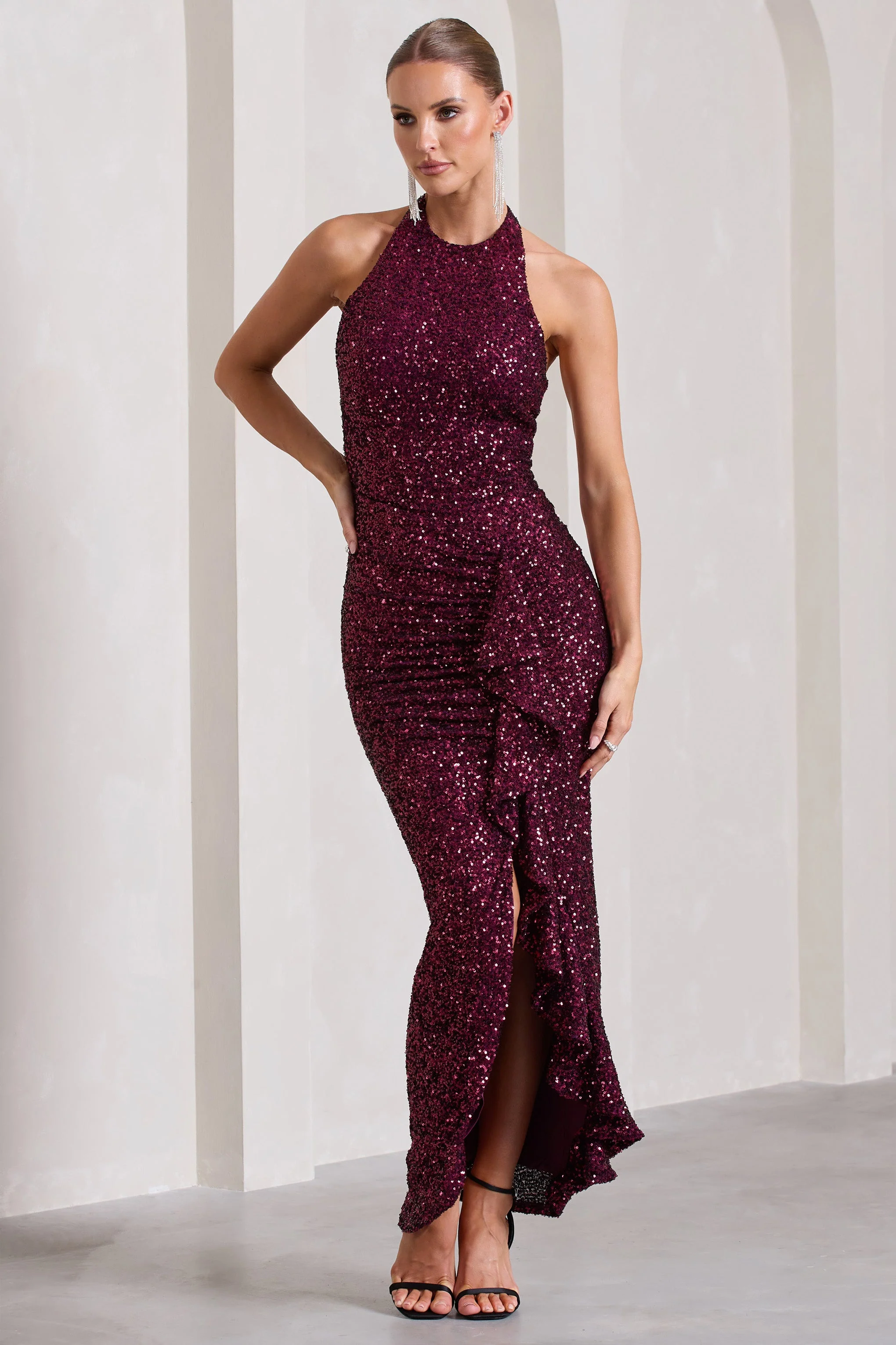 1874-under-the-stars-plum-sequin-high-neck-open-back-maxi-dress-with-drape-1.webp