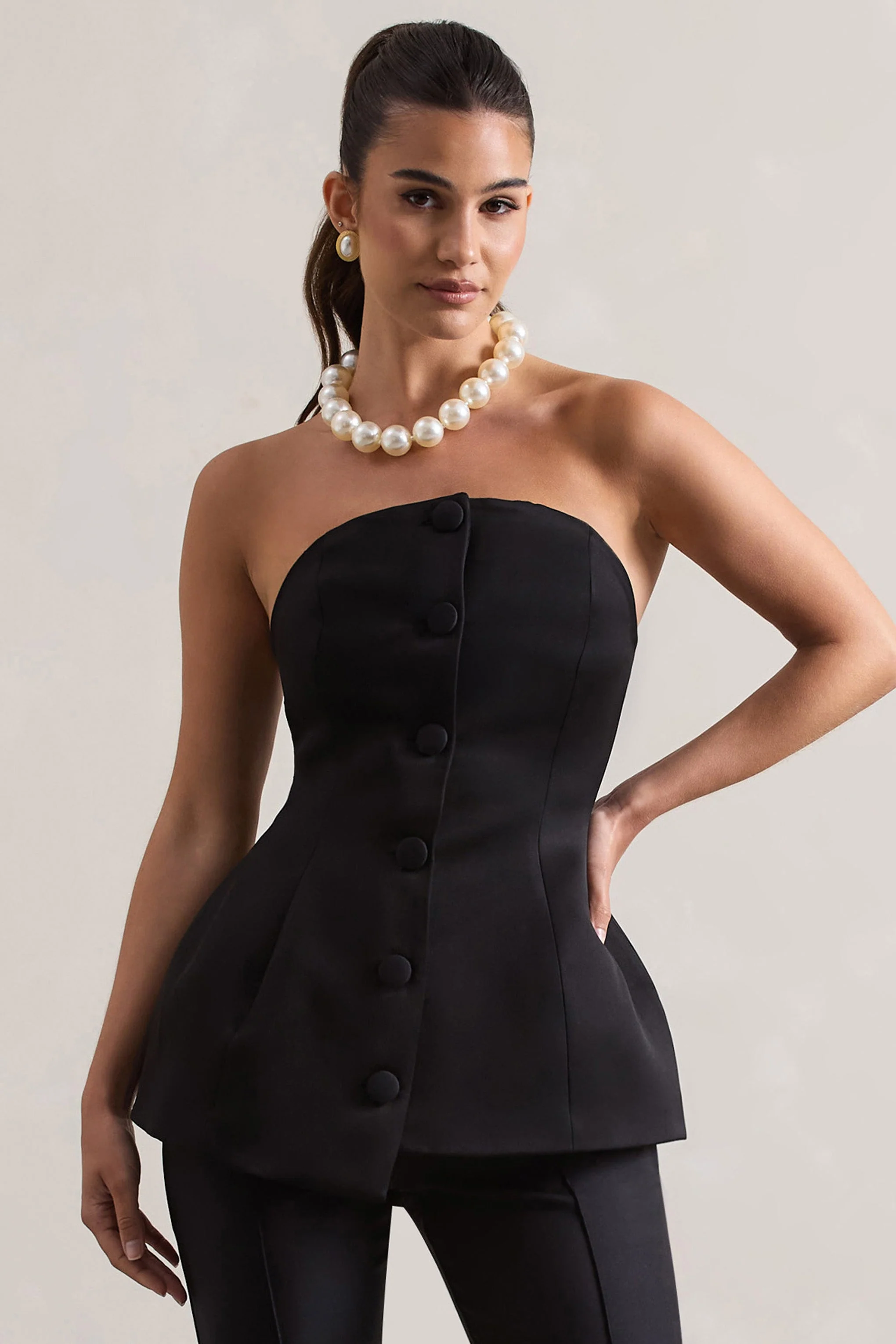 20717-century-black-satin-strapless-button-front-corset-top-1.webp