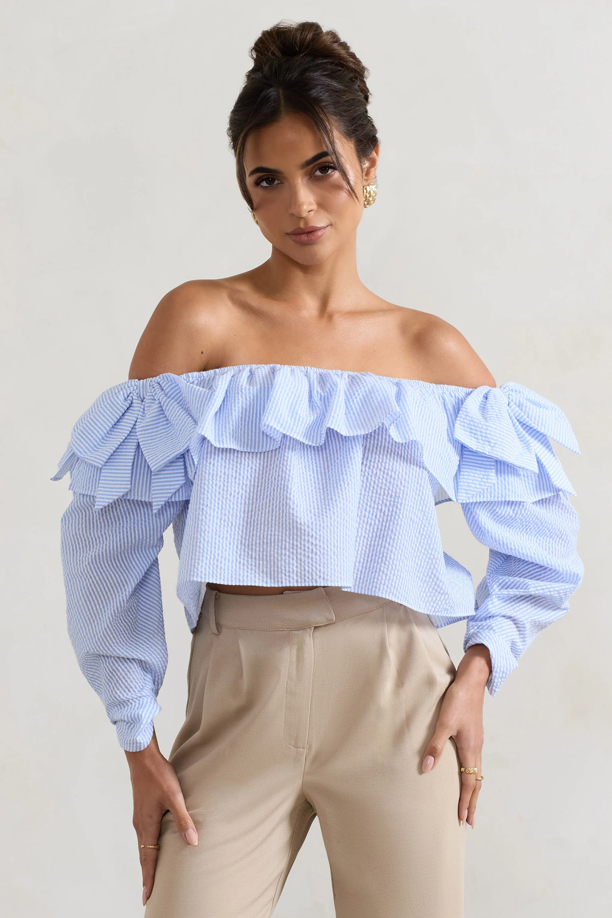 20843-harbour-blue-pinstripe-bardot-puff-sleeve-top-with-bows-1.webp