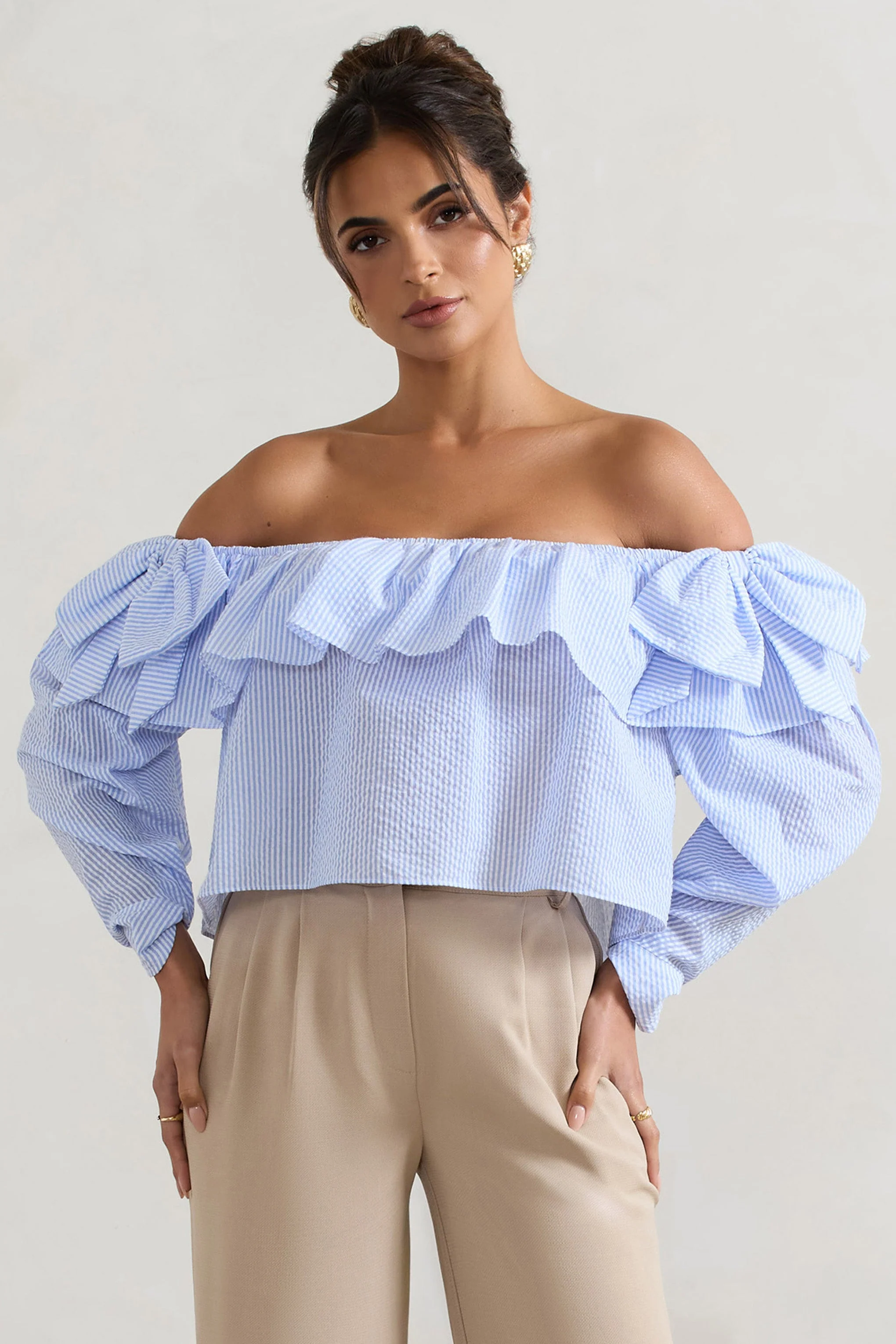 20843-harbour-blue-pinstripe-bardot-puff-sleeve-top-with-bows-1.webp