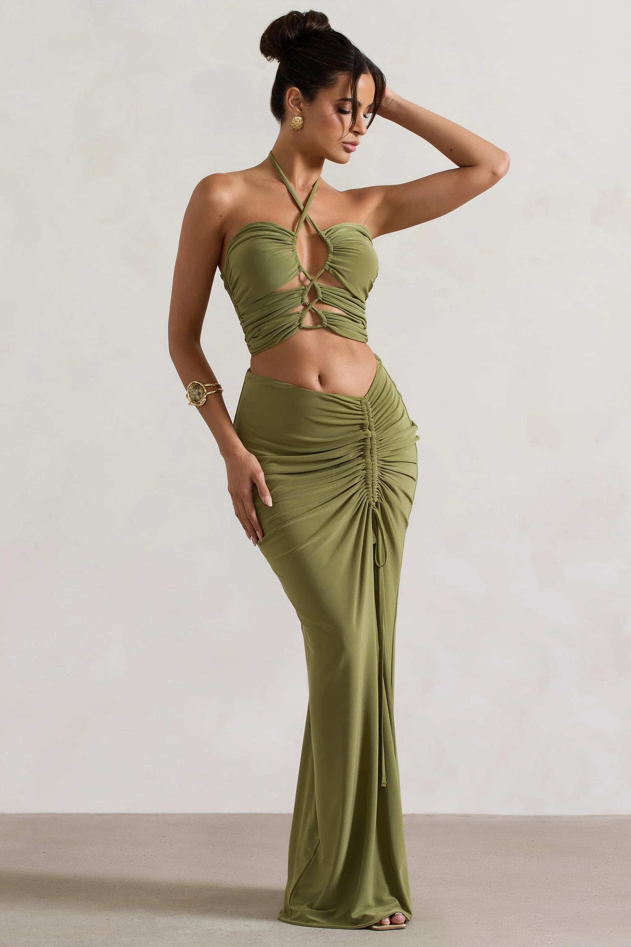 20934-cabo-olive-ruched-split-maxi-skirt-1.webp