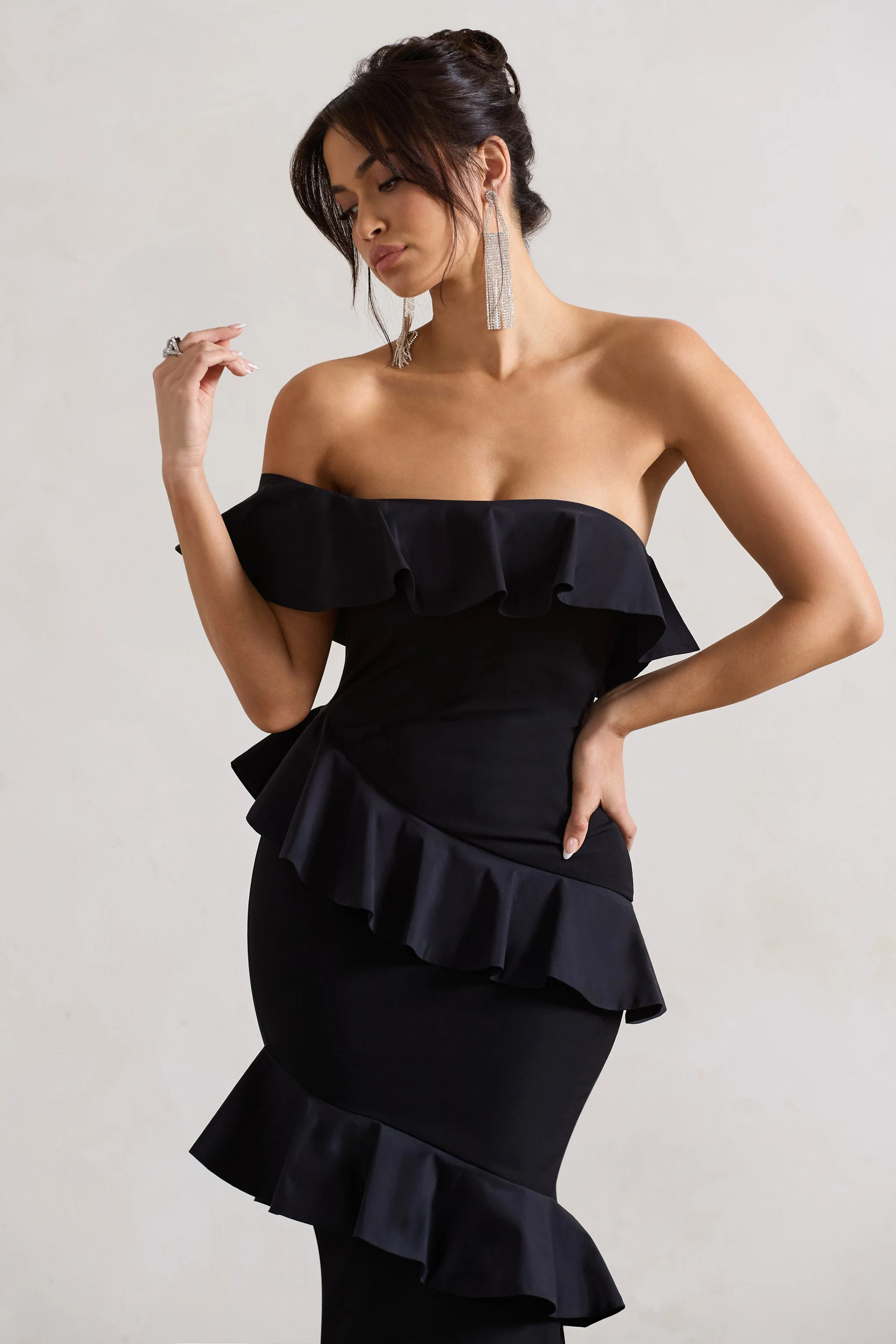 2202-cinematic-black-bardot-ruffled-fishtail-maxi-dress-1.webp