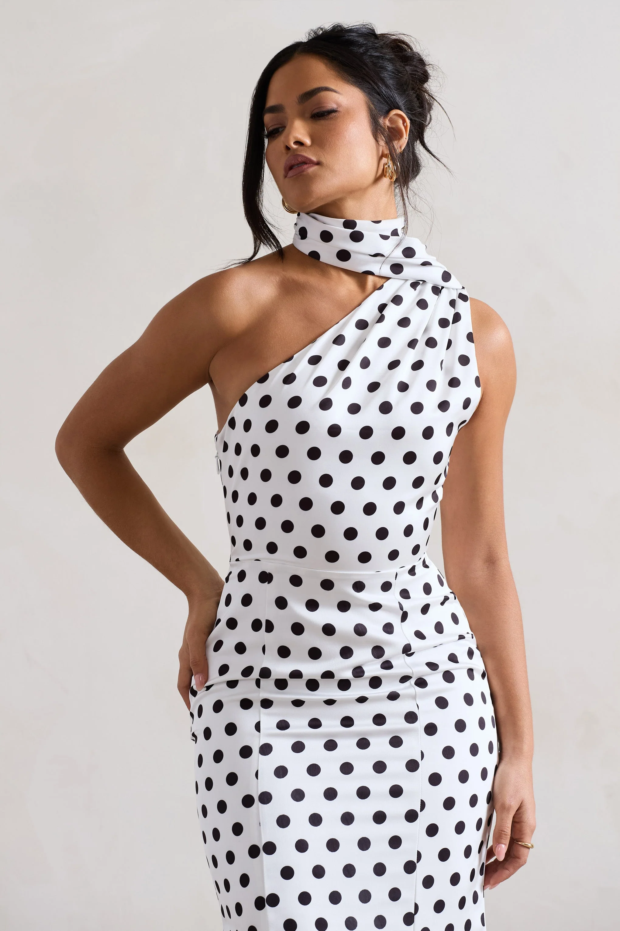 2209-golden-girl-white-polka-dot-one-shoulder-high-neck-flared-midi-dress-1.webp