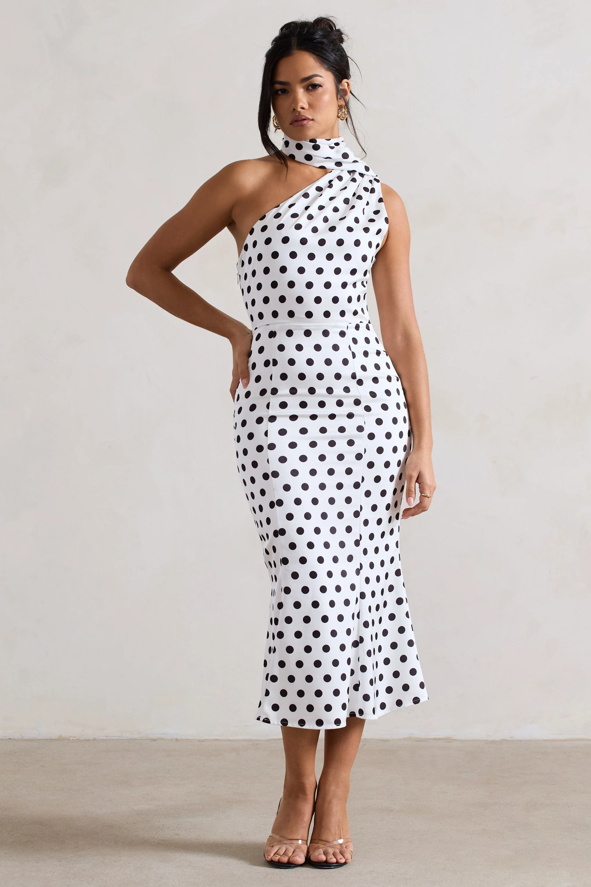 2209-golden-girl-white-polka-dot-one-shoulder-high-neck-flared-midi-dress-1.webp