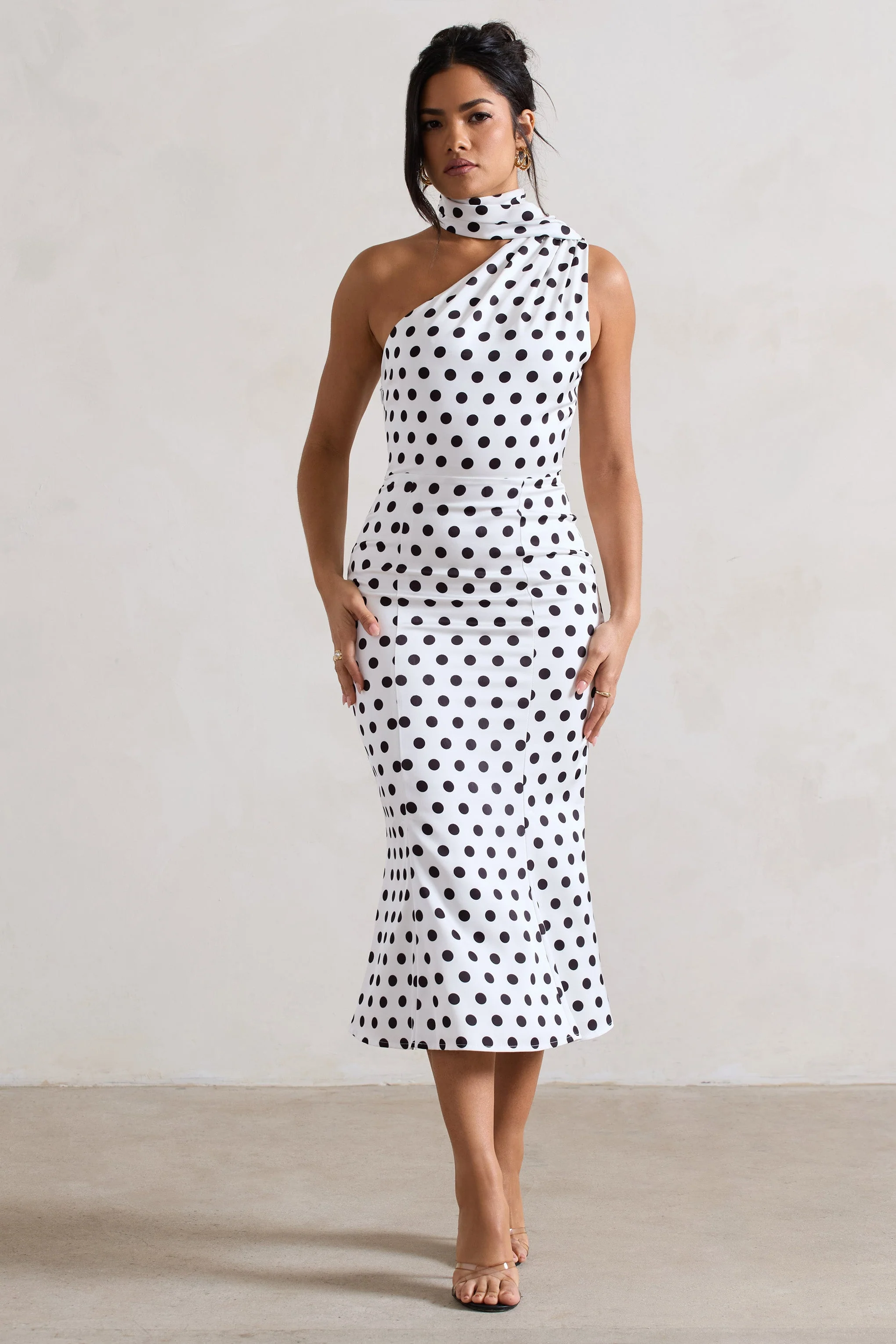 2209-golden-girl-white-polka-dot-one-shoulder-high-neck-flared-midi-dress-1.webp