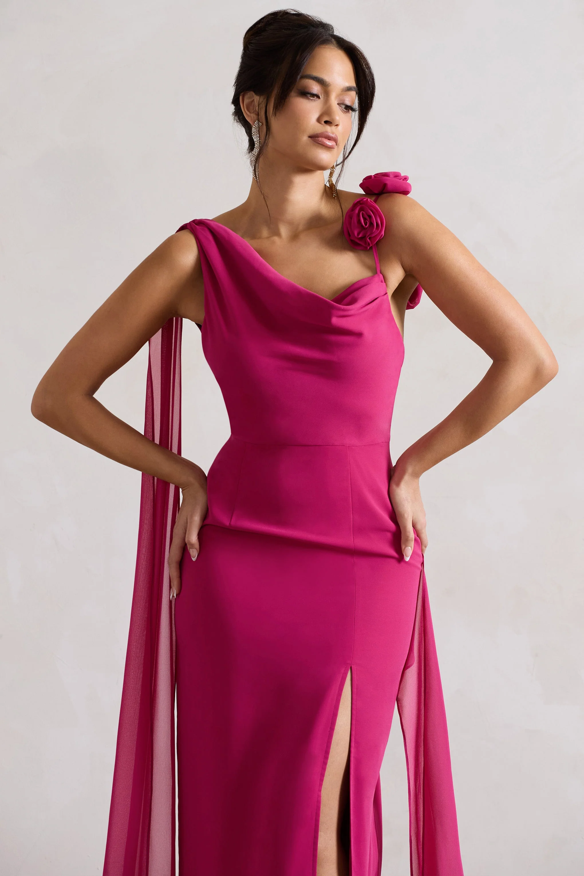 2308-angeline-dark-pink-chiffon-draped-split-maxi-dress-with-corsages-1.webp