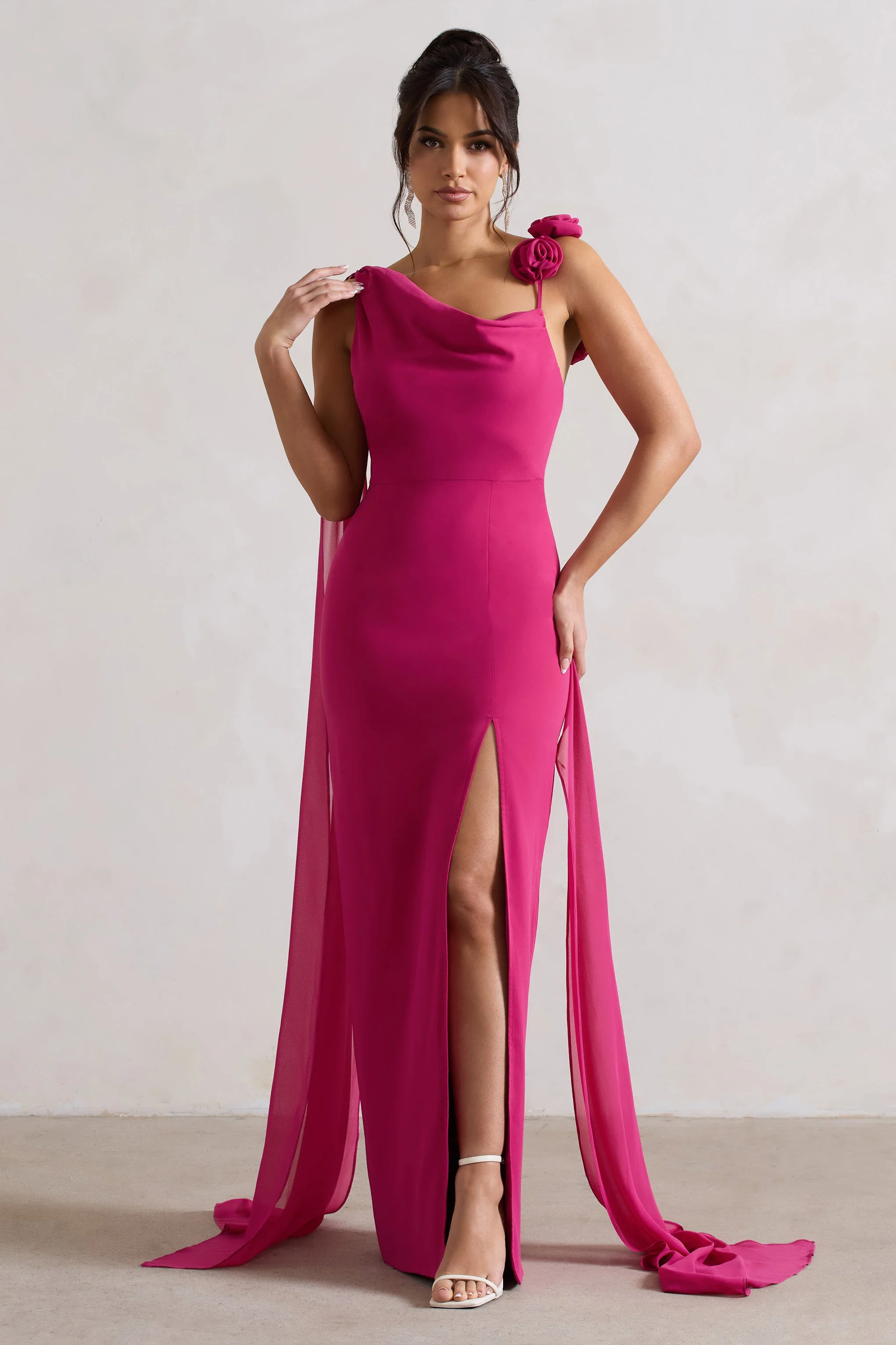 2308-angeline-dark-pink-chiffon-draped-split-maxi-dress-with-corsages-1.webp