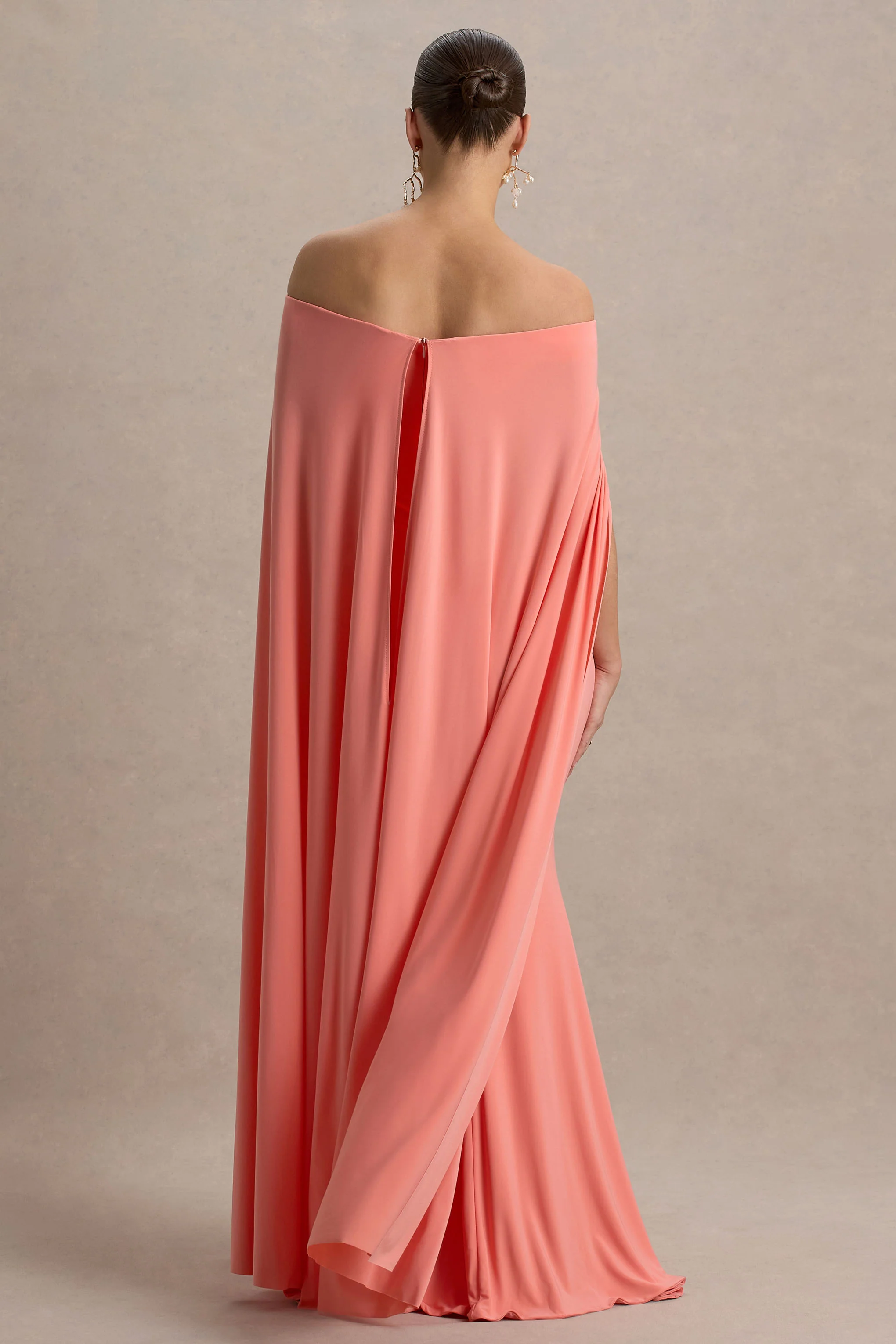 23353-radiance-coral-bardot-maternity-maxi-dress-with-cape-1.webp