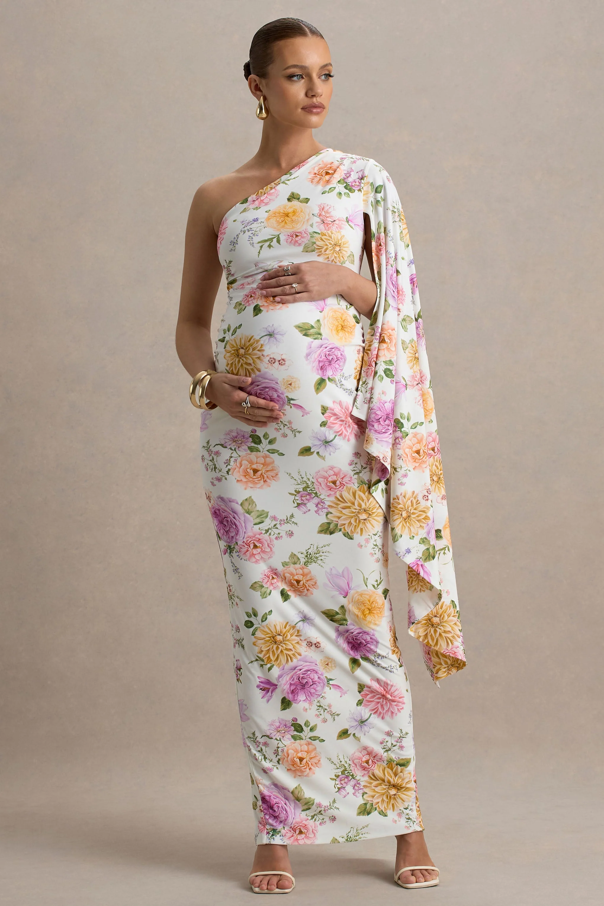 23428-aliana-peach-and-lilac-floral-print-asymmetric-maternity-maxi-dress-with-ruched-detailing-1.webp