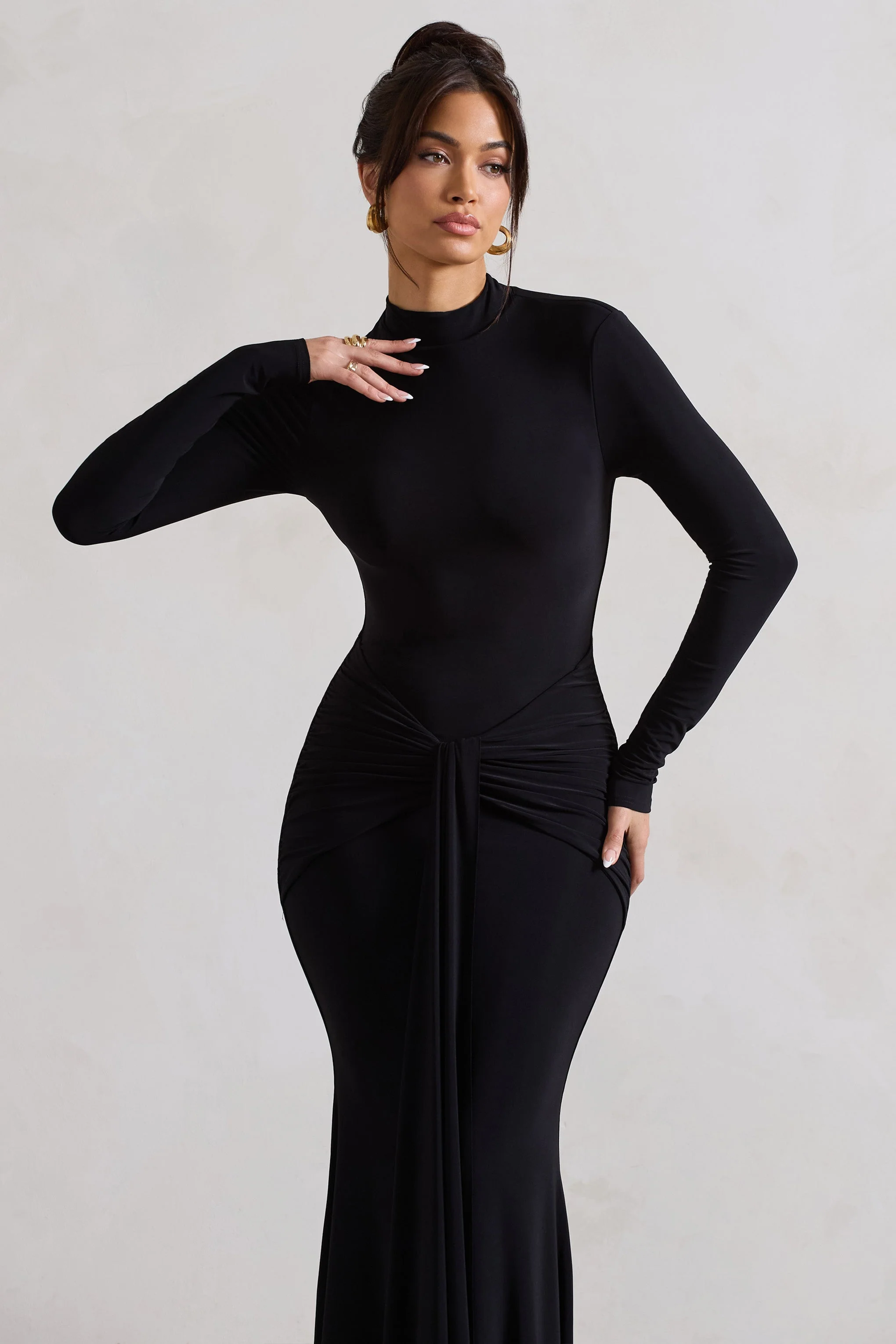 2470-pietra-black-high-neck-long-sleeve-knot-maxi-dress-1.webp