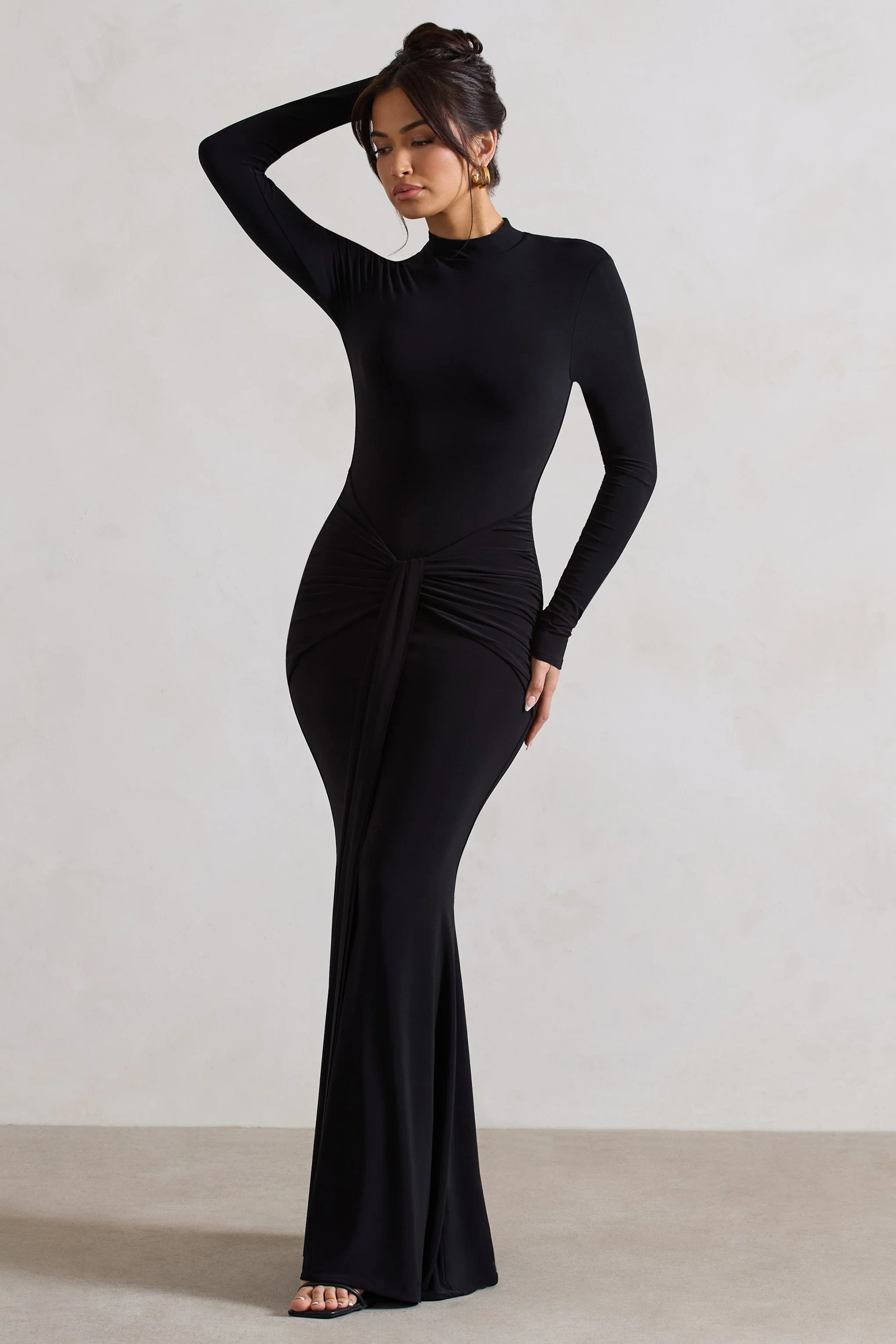 2470-pietra-black-high-neck-long-sleeve-knot-maxi-dress-1.webp