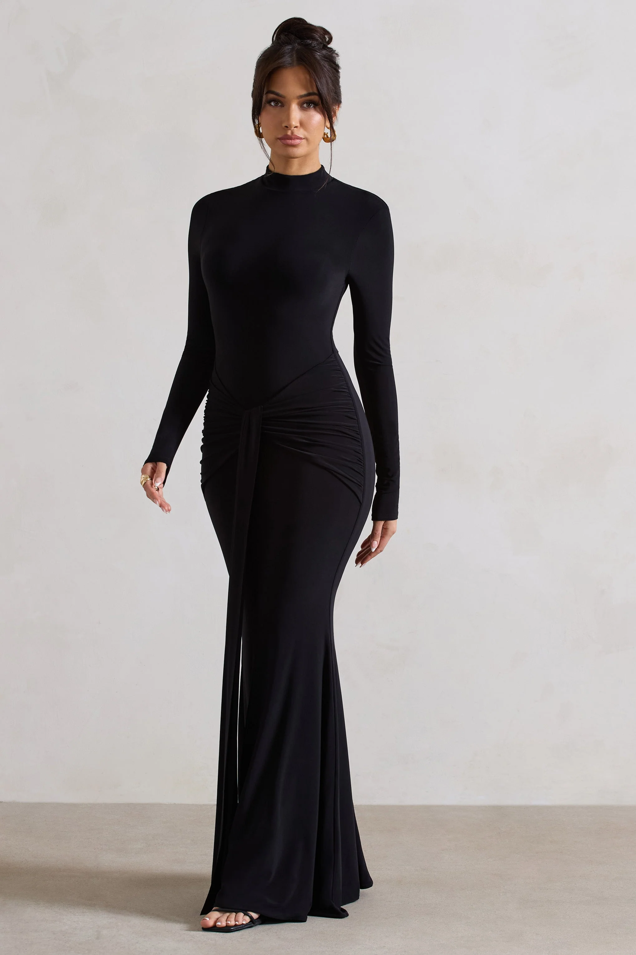 2470-pietra-black-high-neck-long-sleeve-knot-maxi-dress-1.webp