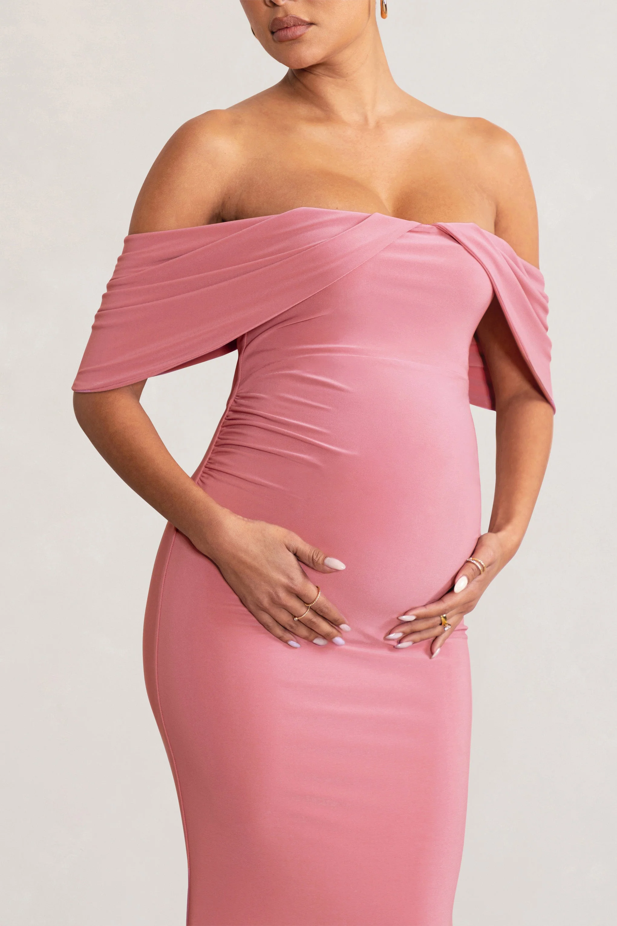 25484-asha-blush-pink-draped-sleeve-bardot-maternity-maxi-dress-1.webp